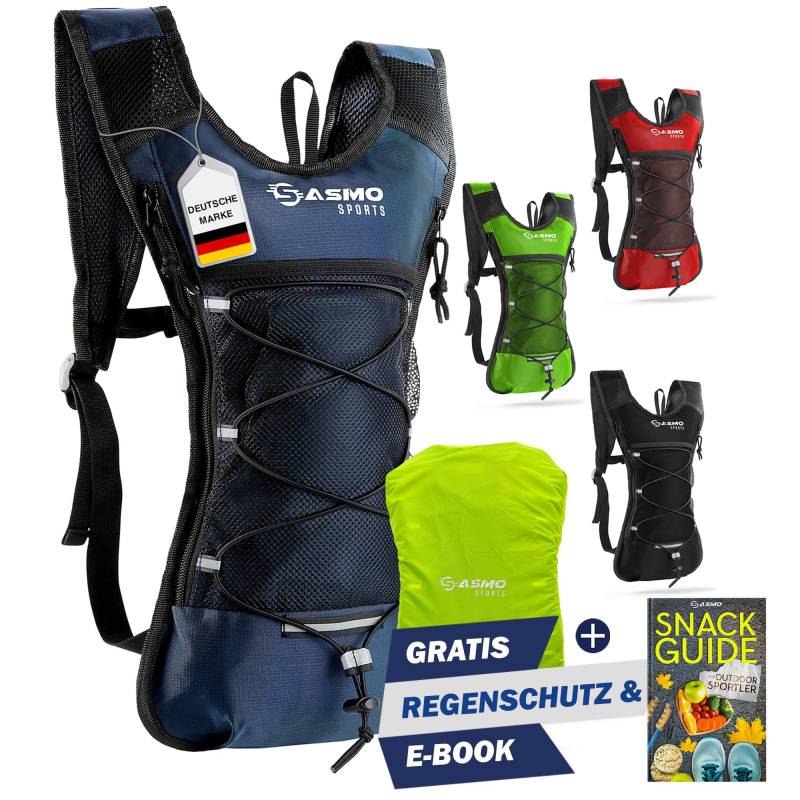 SASMO® Laufrucksack & Trailrunning Rucksack (blau) - Ultraleicht - 6L / 300g | isoliertes Thermofach | Laufrucksack Damen & Herren| Running Backpack inklusive Regenschutz von SASMO Sports