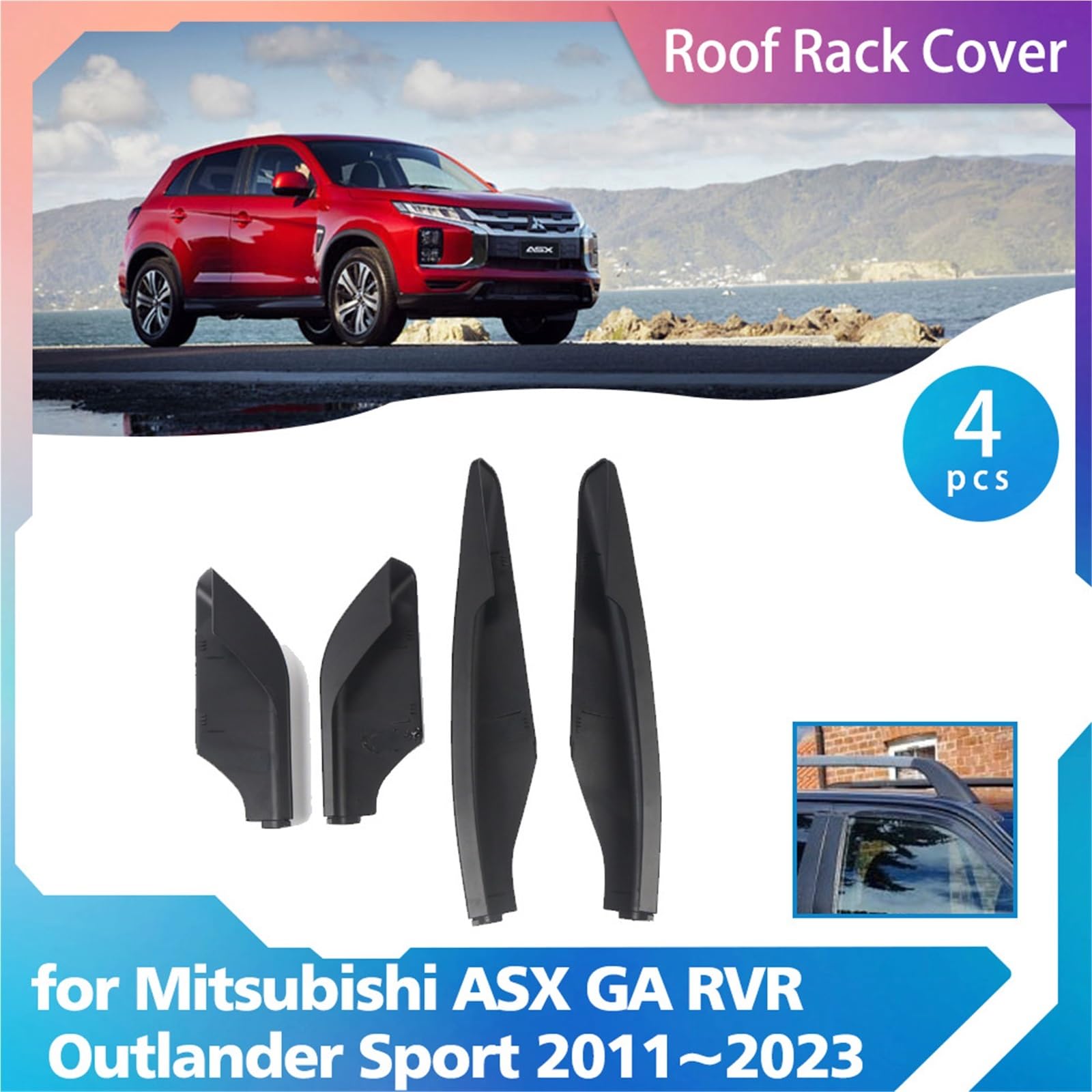 SAVHE Dachträger-Abdeckung, passend for Mitsubishi ASX GA RVR Outlander Sport 2011–2023, Gepäckträger-Teil, Schienenende, Shell-Kappen, Trim-Shell-Zubehör(Gold) von SAVHE