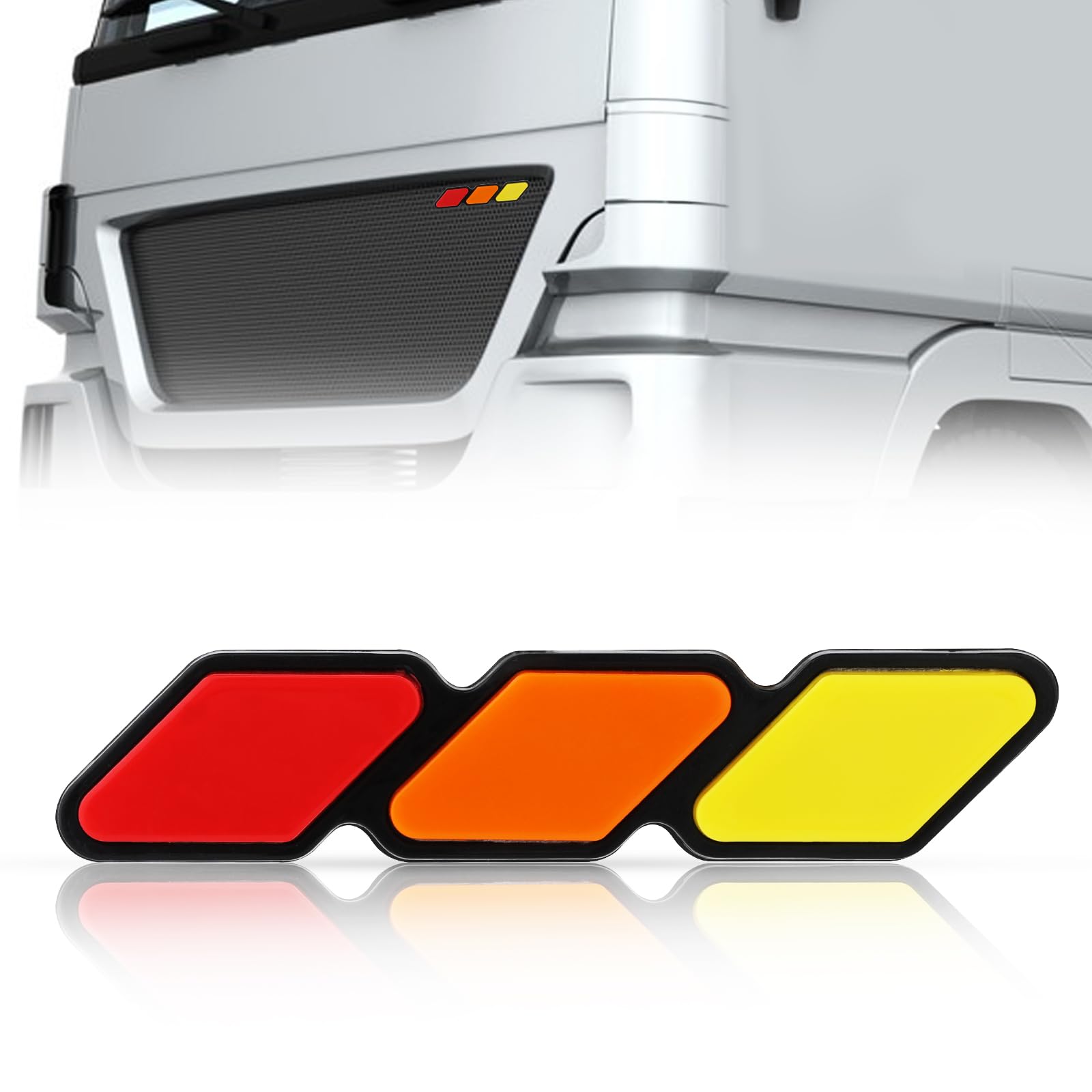 Kühlergrill Abzeichen Zubehör, LKW Etiketten Passform Kühlergrill Abzeichen Einsatzdekoration in 3 Farben Kühlergrill Abzeichen Emblem für Flaggen Embleme Zubehör von SAVITA