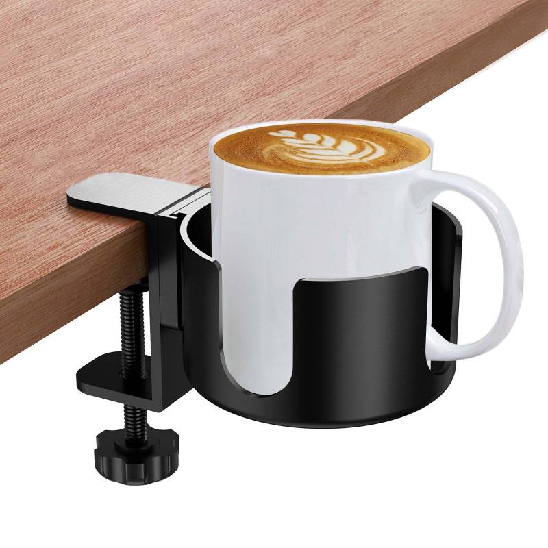 SAVOSWEET Kreativen Büro Becherhalters aus Aluminiumlegierungsmaterialien, Einstellbar Schreibtisch Flaschenhalter, Cup Holder, Getränkehalter Clip für Wasser, Getränke, Kaffeetasse von SAVOSWEET