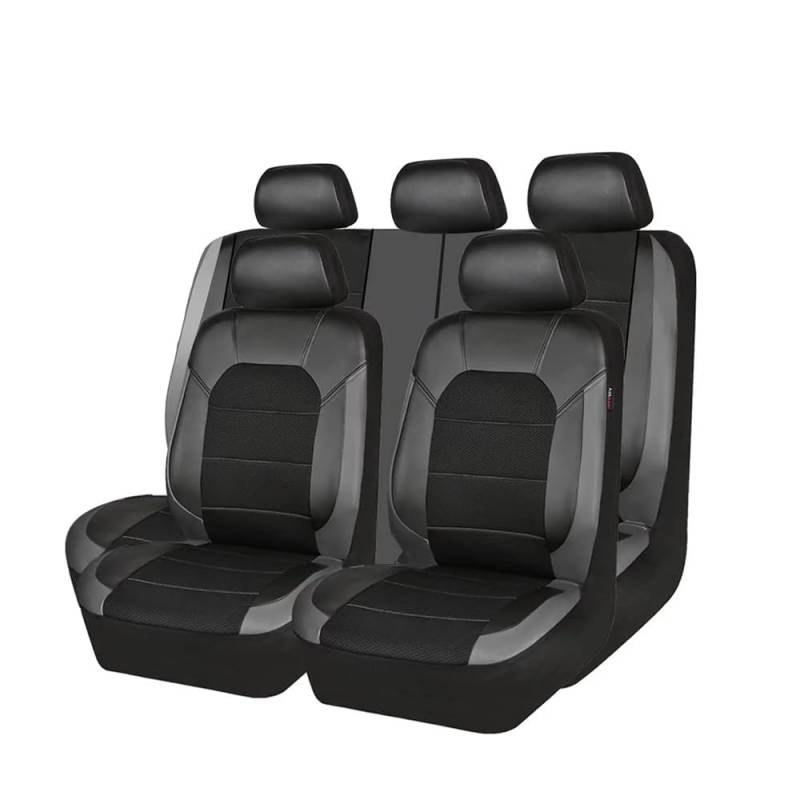 SAXCXCS 9 stück Leder Autositzbezüge Sets, für Nissan X-Trail T32 3. Gen (5 seats) 2014–2022 Sitzbezüge Set Allwetter Wasserdicht Atmungsaktiv Schonbezug Autozubehör,C/Grey von SAXCXCS