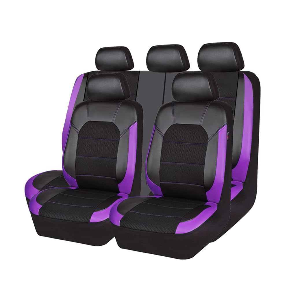 SAXCXCS 9 stück Leder Autositzbezüge Sets, für Opel Mokka/Mokka X 2012-2019 Sitzbezüge Set Allwetter Wasserdicht Atmungsaktiv Schonbezug Autozubehör,D/Purple von SAXCXCS