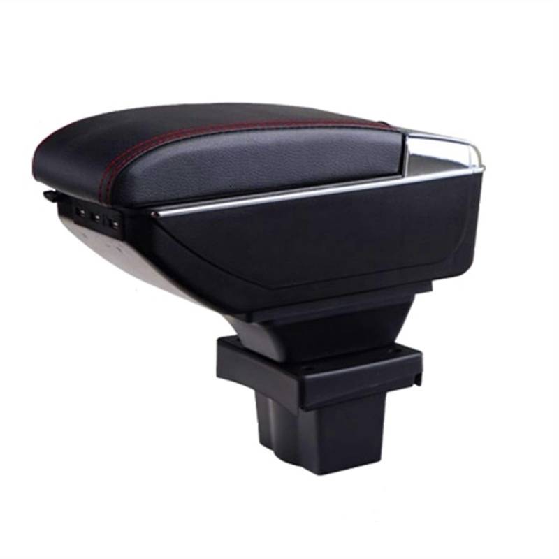 Auto Armlehnen,Mittelkonsole Armlehne Passend Für Skoda Yeti Octavia A5 MK2 2005-2012. Armlehnenkasten Duale Schicht Drehbar PU. Leather Center Console Aufbewahrungsbox USB (Color : A Style All Black von SAYTAK