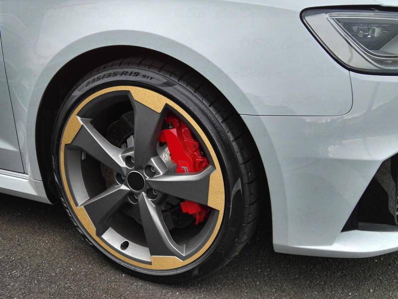 8-8,5x19 Zoll Felgen-Aufkleber passend für Audi RS3 8V ROTOR 2 Felgen (Gold metallic) von SB CarDesign