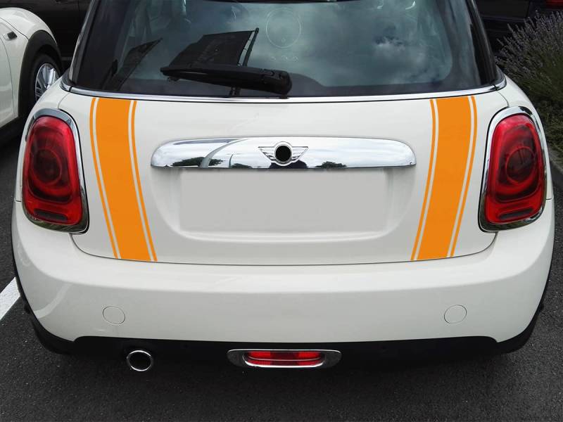 Streifen Stripes Aufkleber Heckstreifen für F56 Mini Cooper (Orange, Design 2) von SB CarDesign