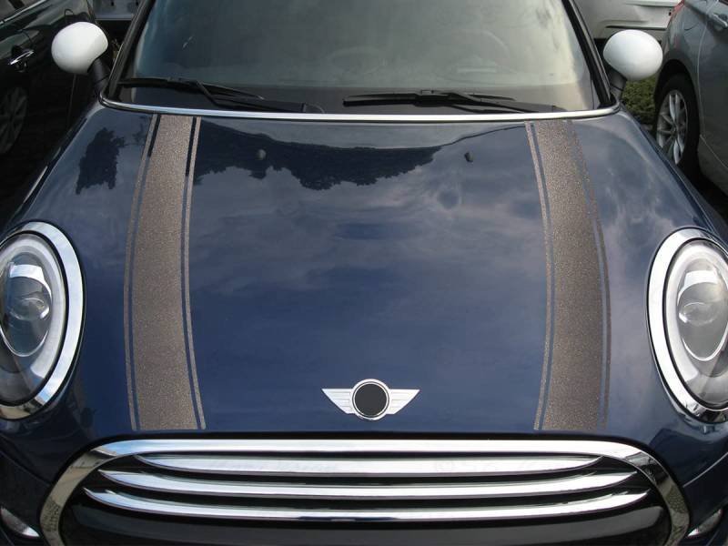 Streifen Stripes Aufkleber Motorhaube für F55 F56 F57 Mini Cooper (Anthrazit metallic, Design 2) von SB CarDesign