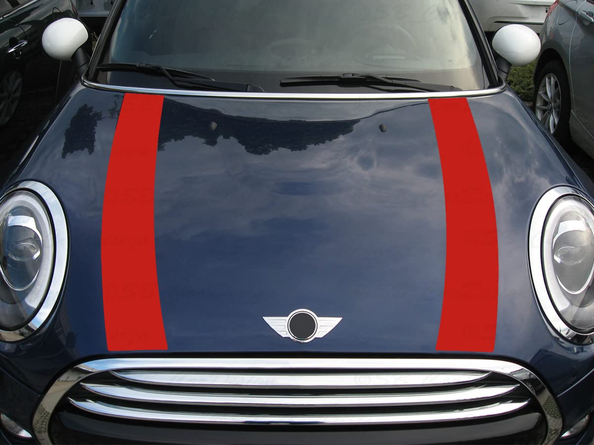 Streifen Stripes Aufkleber Motorhaube für F55 F56 F57 Mini Cooper (Rot (not Chili Red), Design 1) von SB CarDesign