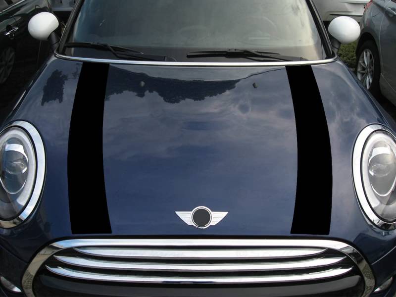 Streifen Stripes Aufkleber Motorhaube für F55 F56 F57 Mini Cooper (Schwarz, Design 1) von SB CarDesign