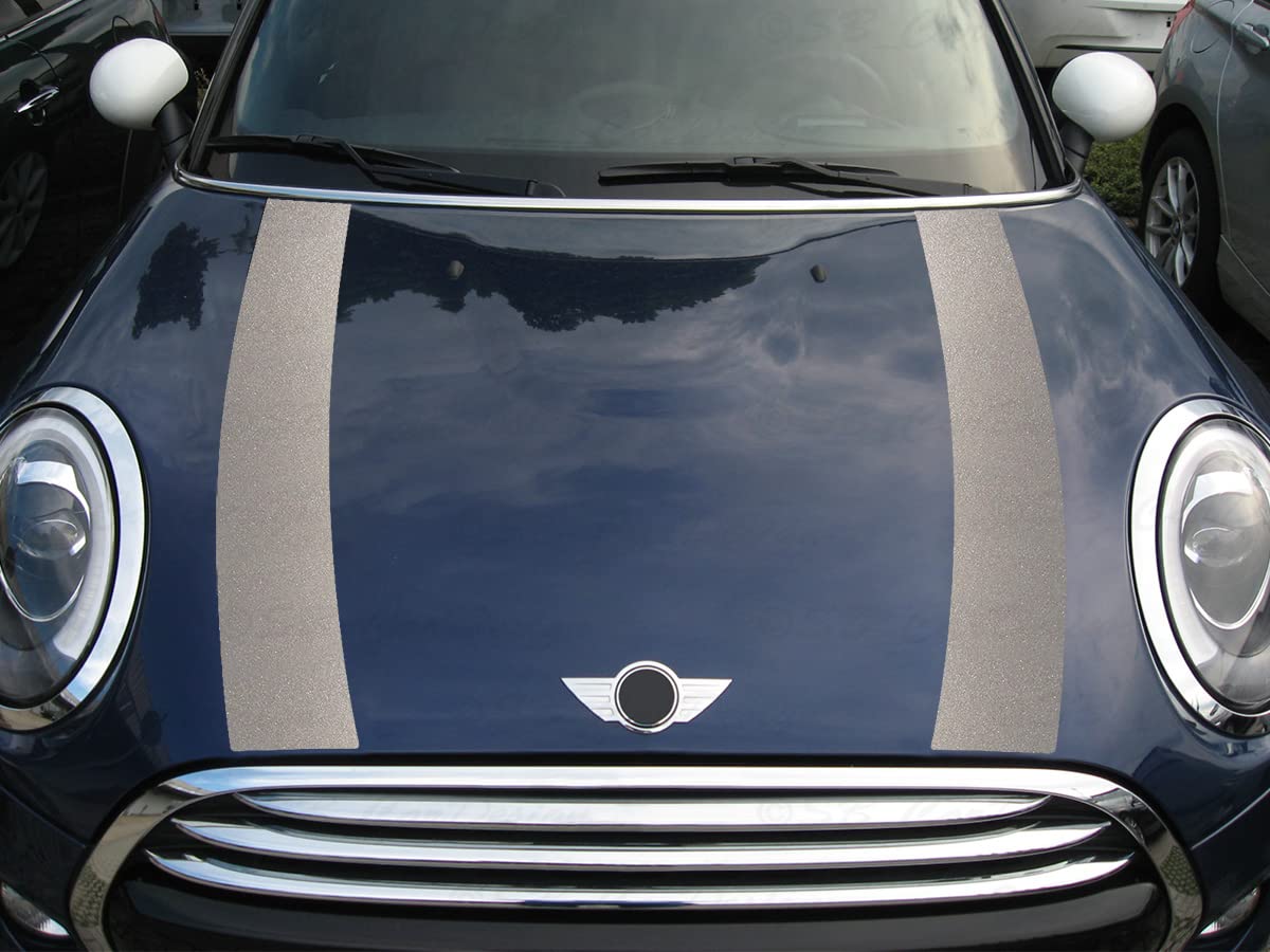 Streifen Stripes Aufkleber Motorhaube für F55 F56 F57 Mini Cooper (Silber metallic, Design 1) von SB CarDesign