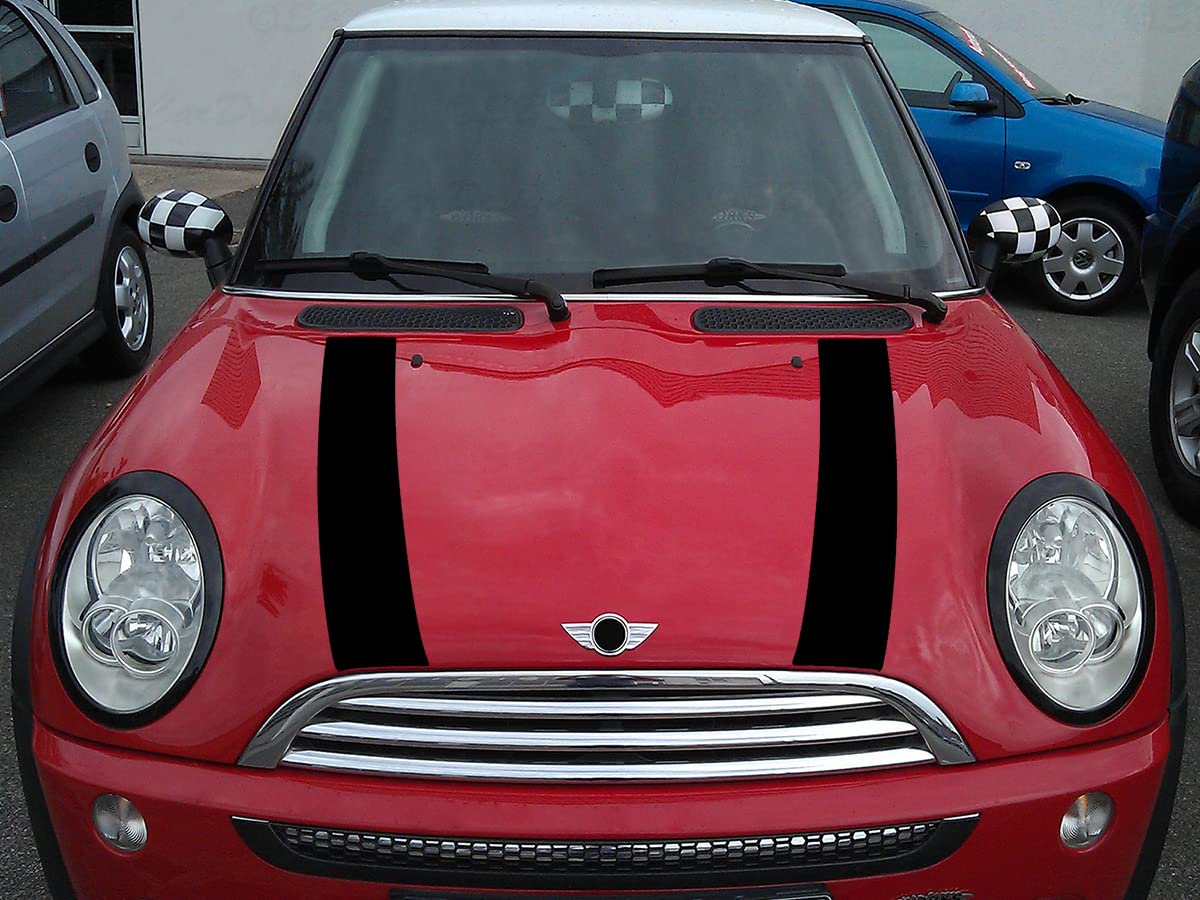 Streifen Stripes Aufkleber Motorhaube für R50 R52 Mini Cooper (Schwarz, Design 1) von SB CarDesign