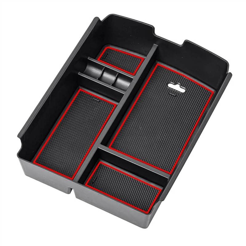 SBBLINWU Auto Armlehne Organizer Kompatibel Mit VW Für Atlas 2018 2019 2020 2021 2022 2023 Auto-Armlehnen-Aufbewahrungsbox Mittelkonsolen-Organizer Aufbewahrungsbox Containerablage(Red) von SBBLINWU