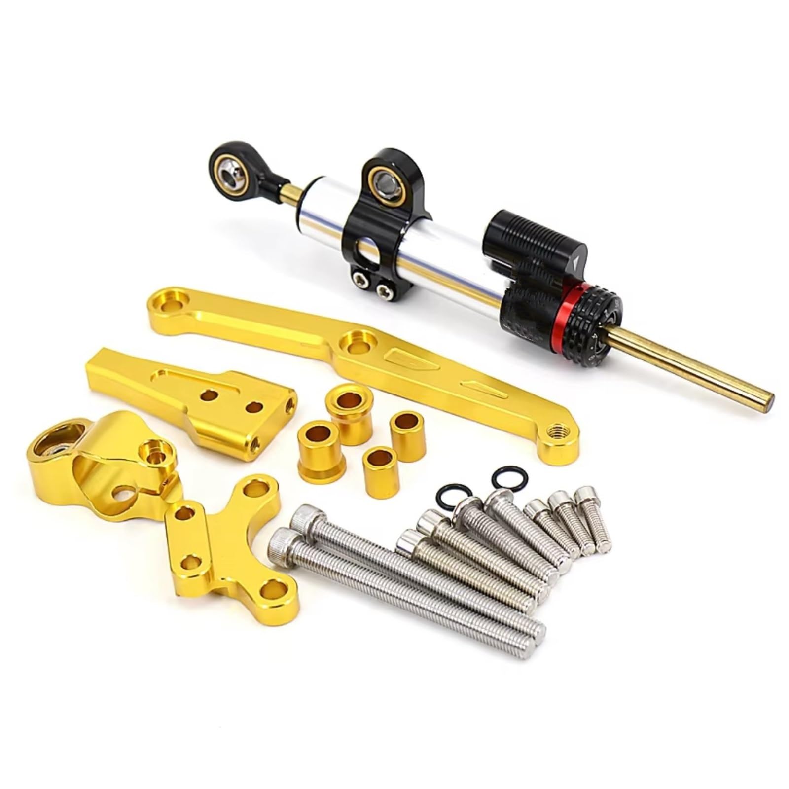 SBBLINWU Motorrad Lenkungsdämpfer Für CB650R Für CB 650R Für CB 650R 2018-2021 Universal Motorräder Stabilisieren Dämpfer Halterung Lenkung Mount Kit Linear CNC(Silver-Yellow) von SBBLINWU