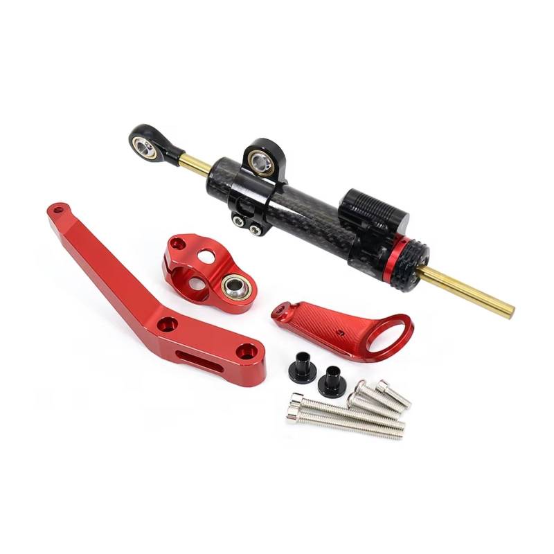 SBBLINWU Motorrad Lenkungsdämpfer Für CBR954RR Für CBR 954 RR 2002 2003 Motorrad Einstellbare Lenkung Stabilisieren Dämpfer Montage Halterung Lenker Kit(Black-Red) von SBBLINWU