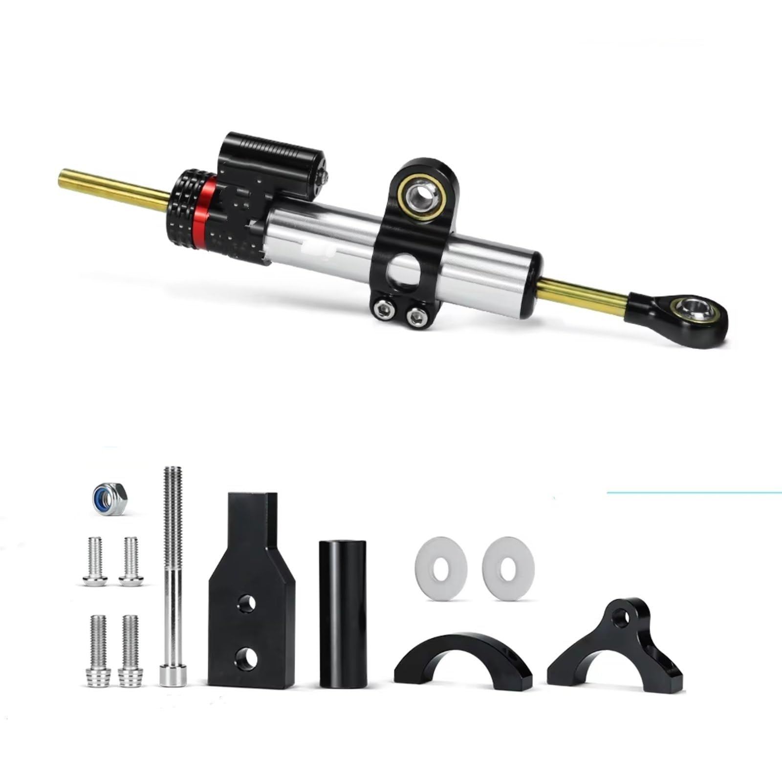 SBBLINWU Motorrad Lenkungsdämpfer Für Forza350 Für Forza 350 Für NSS 350 Für NSS350 Motorrad Stabilisator Lenkung Dämpfer Halterung Mount Kit Einstellbare Dämpfer Unterstützung(Silver) von SBBLINWU