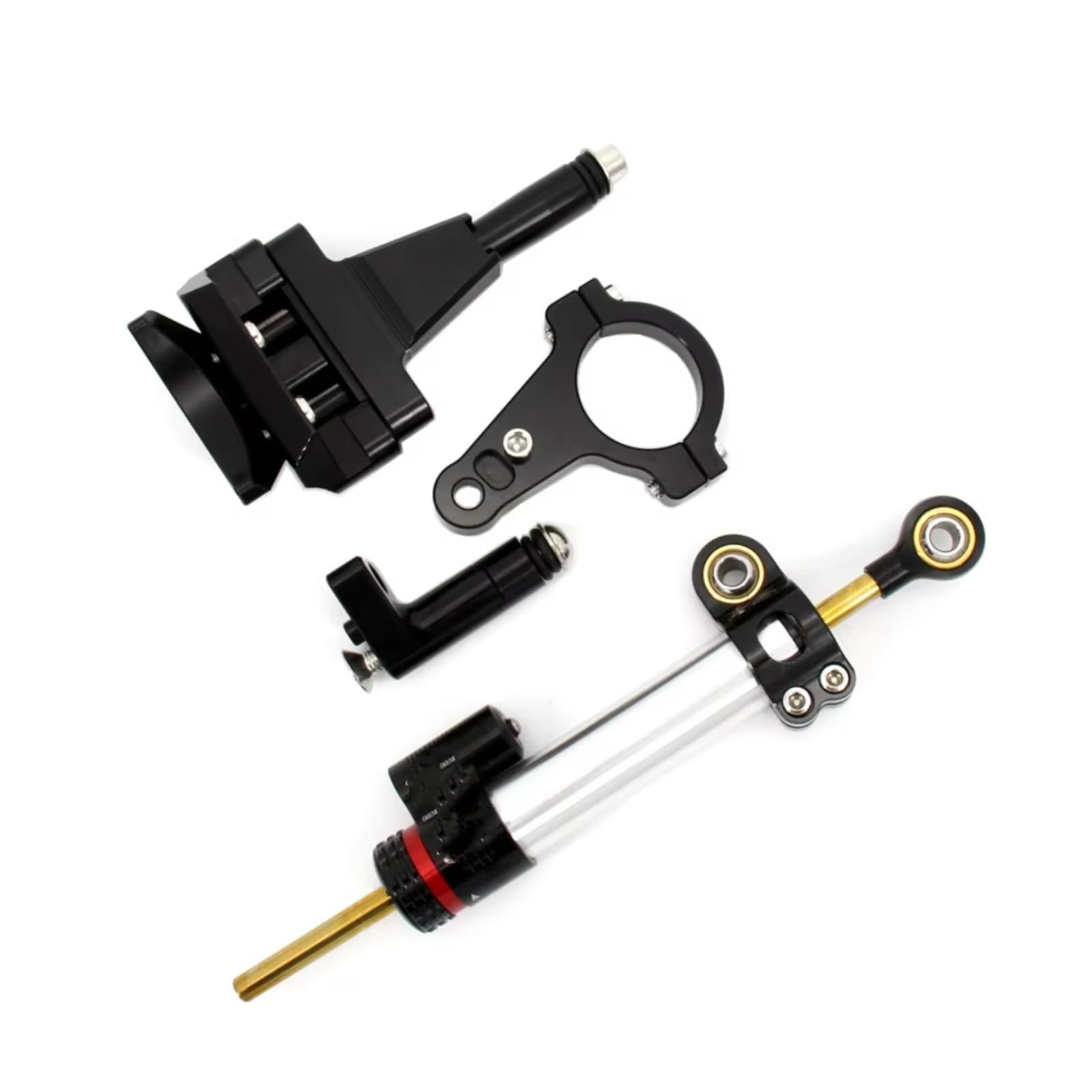 SBBLINWU Motorrad Lenkungsdämpfer Für NINJA400 Für Ninja 400 2018 2019 Universal Motorrad Lenkung Dämpfer Stabilisator Linear CNC Lenker Montage Kit(Black) von SBBLINWU