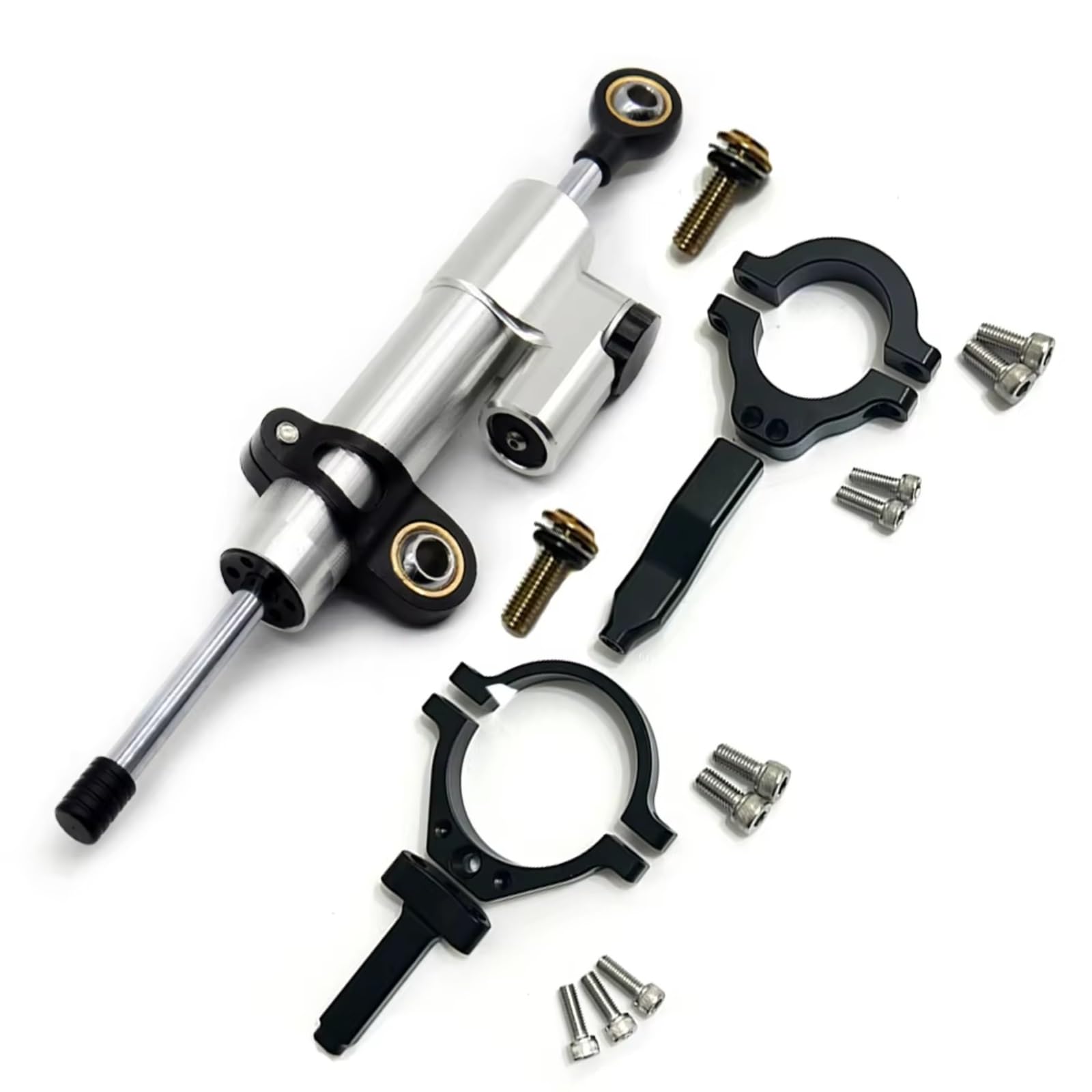 SBBLINWU Motorrad Lenkungsdämpfer Für Ninja Für ZX-4RR 2023 Motorrad Lenkung Stabilisieren Dämpfer Montage Halterung Einstellbare Lenker Stabilisieren Kit(Silver) von SBBLINWU