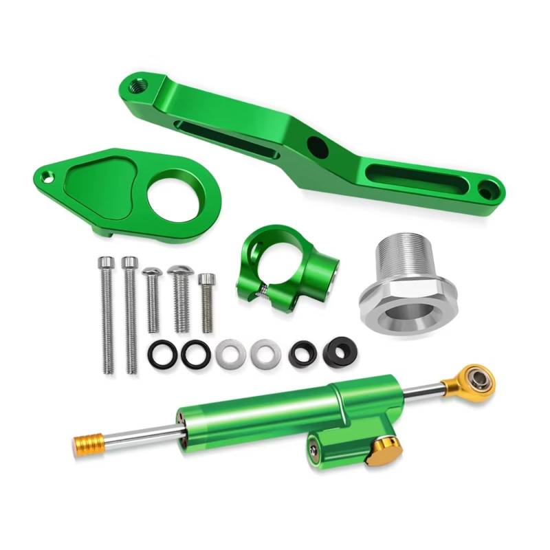 SBBLINWU Motorrad Lenkungsdämpfer Für Ninja Für ZX-6R 2024 Für ZX6R 2009-2024 2025 Motorrad Stabilisator Lenkung Dämpfer Halterung Montage Kit Unterstützung Zubehör(Green) von SBBLINWU