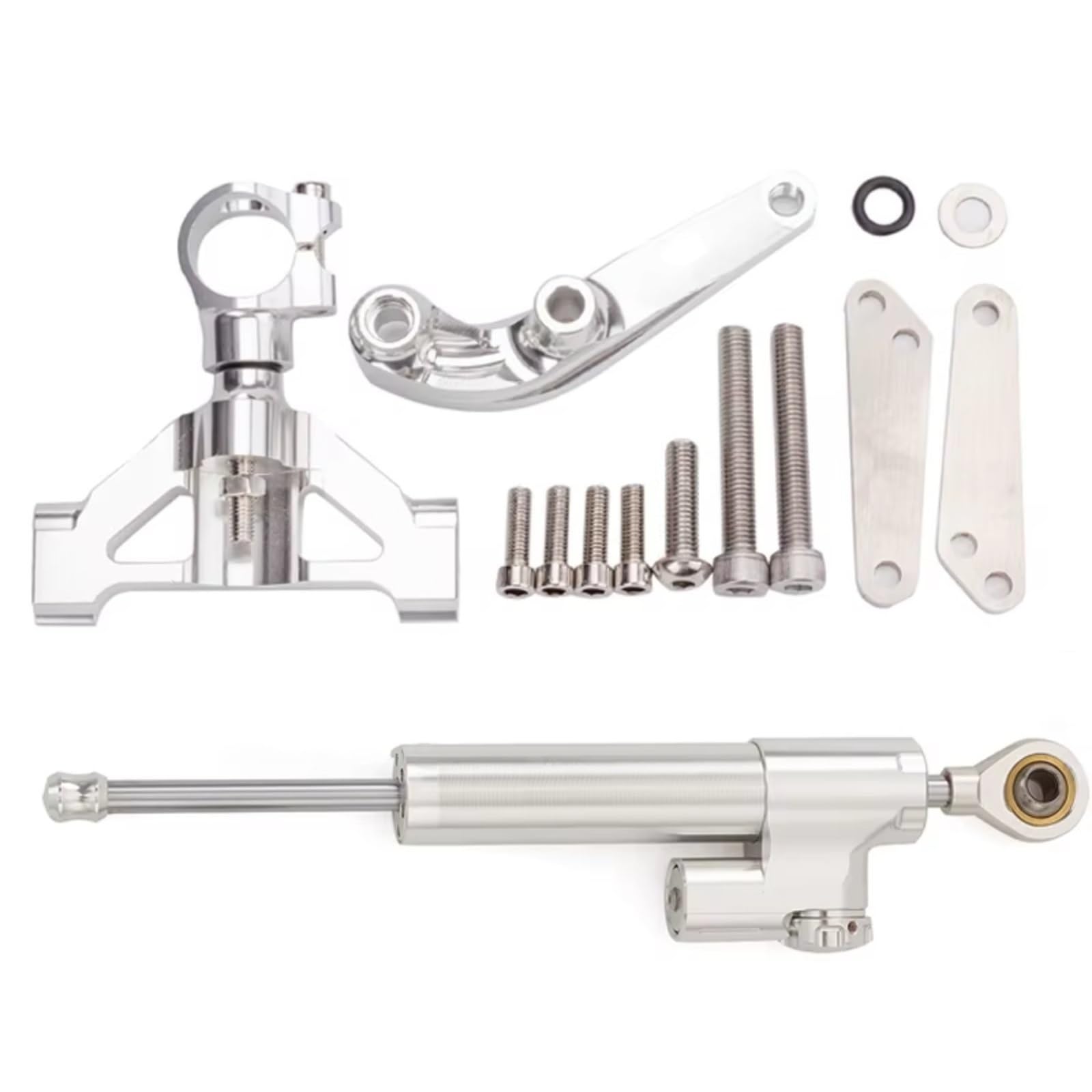 SBBLINWU Motorrad Lenkungsdämpfer Für Ninja Für ZX14R Für ZZR1400 Für ZZR 1400 Für ZX-14R 2006-2020 Motorrad Lenkung Dämpfer Stabilisator Halterung Montage Kit(Silver) von SBBLINWU