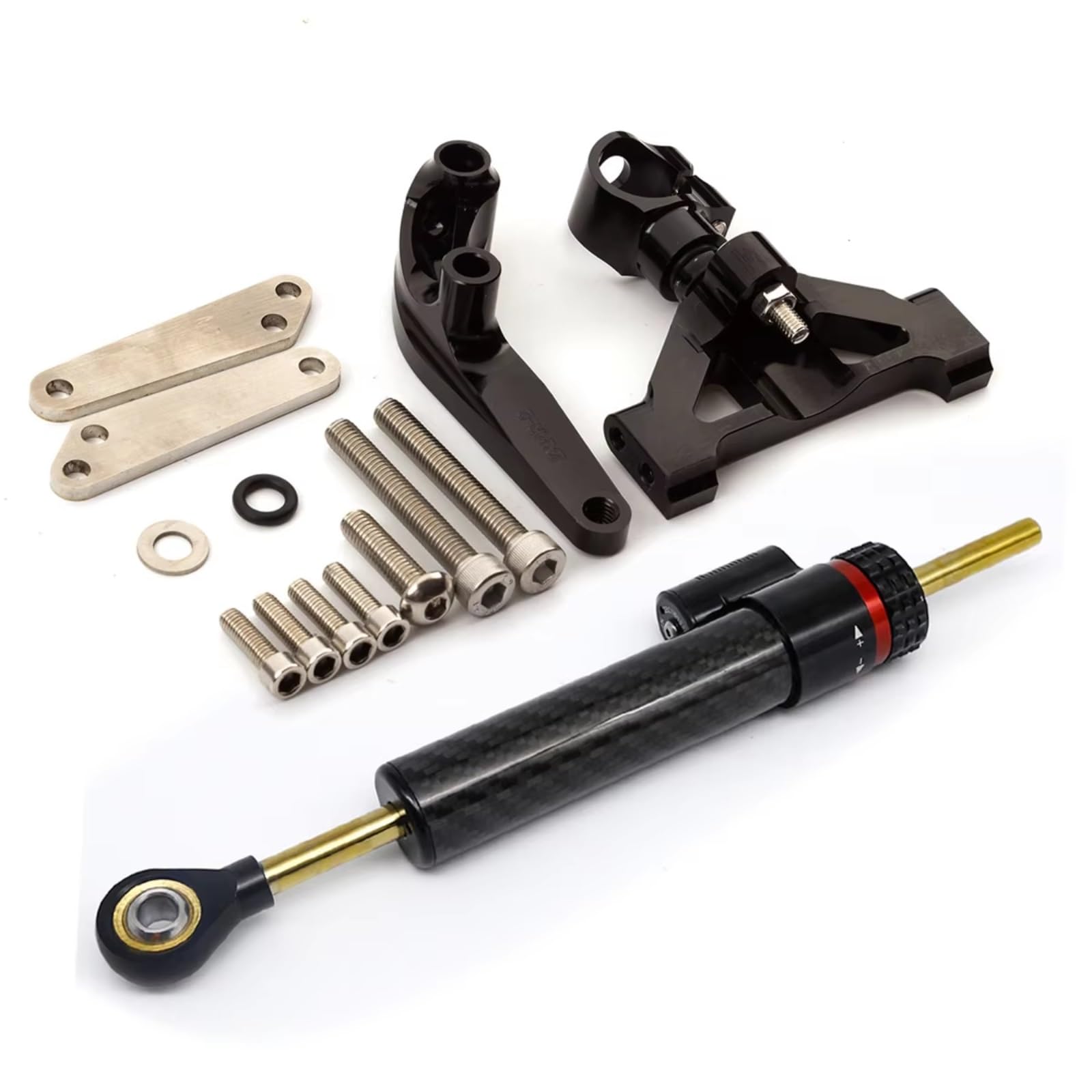 SBBLINWU Motorrad Lenkungsdämpfer Für Ninja Für ZX14R Für ZZR1400 Für ZZR 1400 Für ZX-14R 2006-2020 Universal Motorrad Lenkung Dämpfer Stabilisator Halterung Einstellbar Kit(Black) von SBBLINWU