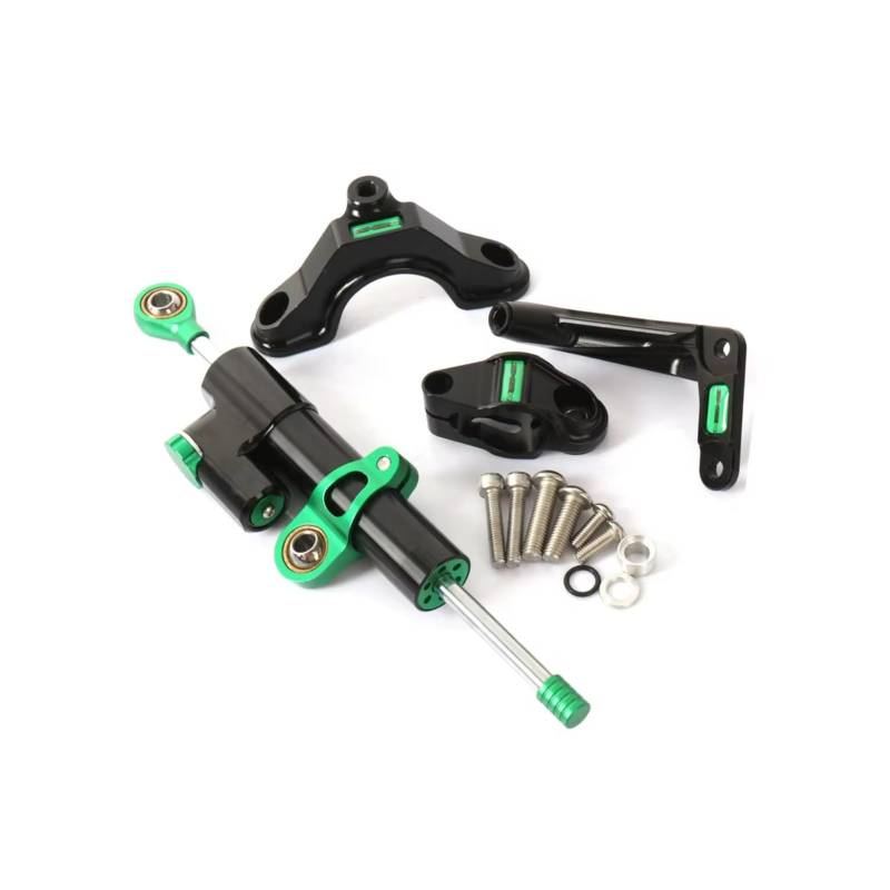 SBBLINWU Motorrad Lenkungsdämpfer Für ZX6 R Für ZX6R 2024- Motorrad Stabilisator Lenkung Dämpfer Halterung Montage Kit Halter CNC Einstellbar Universal(Green) von SBBLINWU