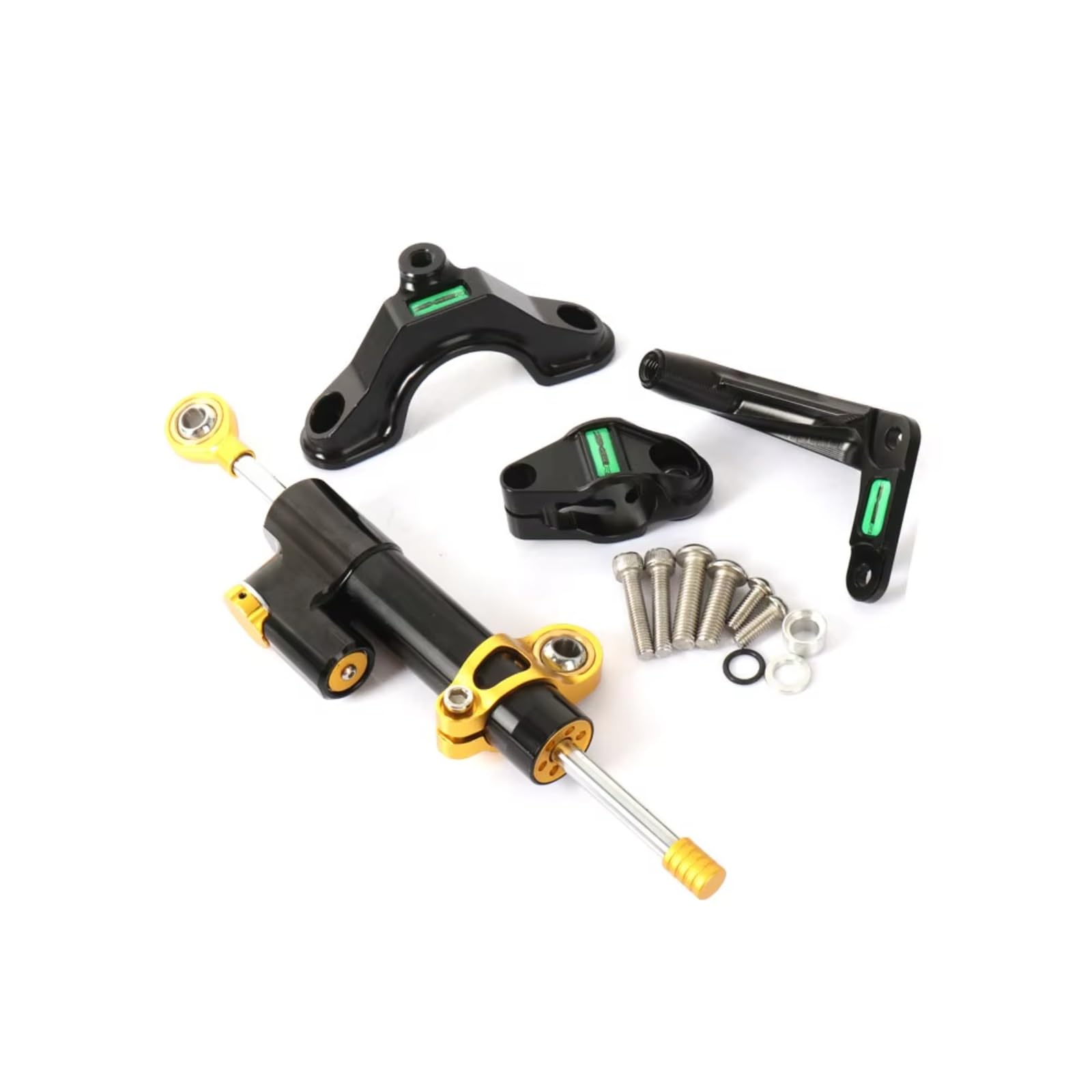 SBBLINWU Motorrad Lenkungsdämpfer Für ZX6 R Für ZX6R 2024- Motorrad Stabilisator Lenkung Dämpfer Halterung Montage Kit Halter CNC Einstellbar Universal(Yellow) von SBBLINWU