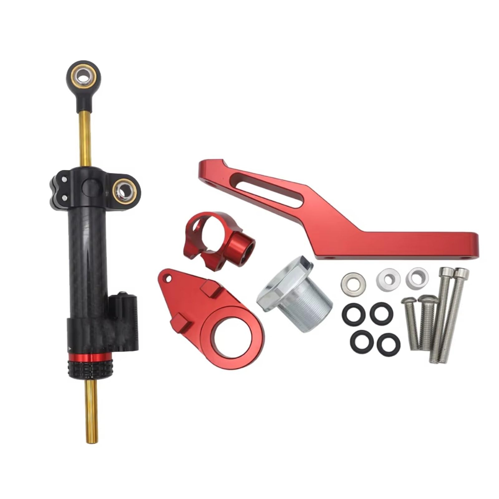 SBBLINWU Motorrad Lenkungsdämpfer Für ZX6R Für ZX 6R Moto Lenkung Unterstützung 2009-2019 Motorrad Einstellbare Lenkung Stabilisieren Dämpfer Halterung Mount Kit(Red) von SBBLINWU