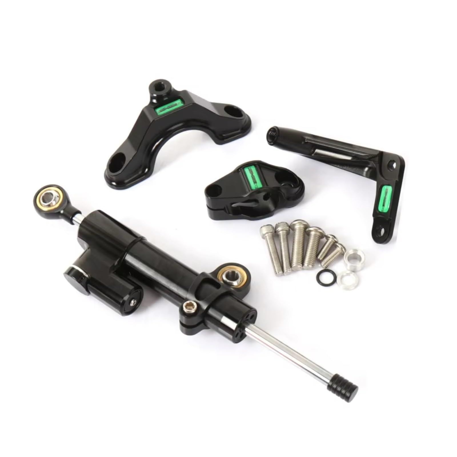 SBBLINWU Motorrad Lenkungsdämpfer Für ZX6R Für ZX6 R 2024 Motorrad Lenkung Stabilisieren Dämpfer Halterung Montieren Zubehör Linear Stoßdämpfer Einstellbar(Black) von SBBLINWU