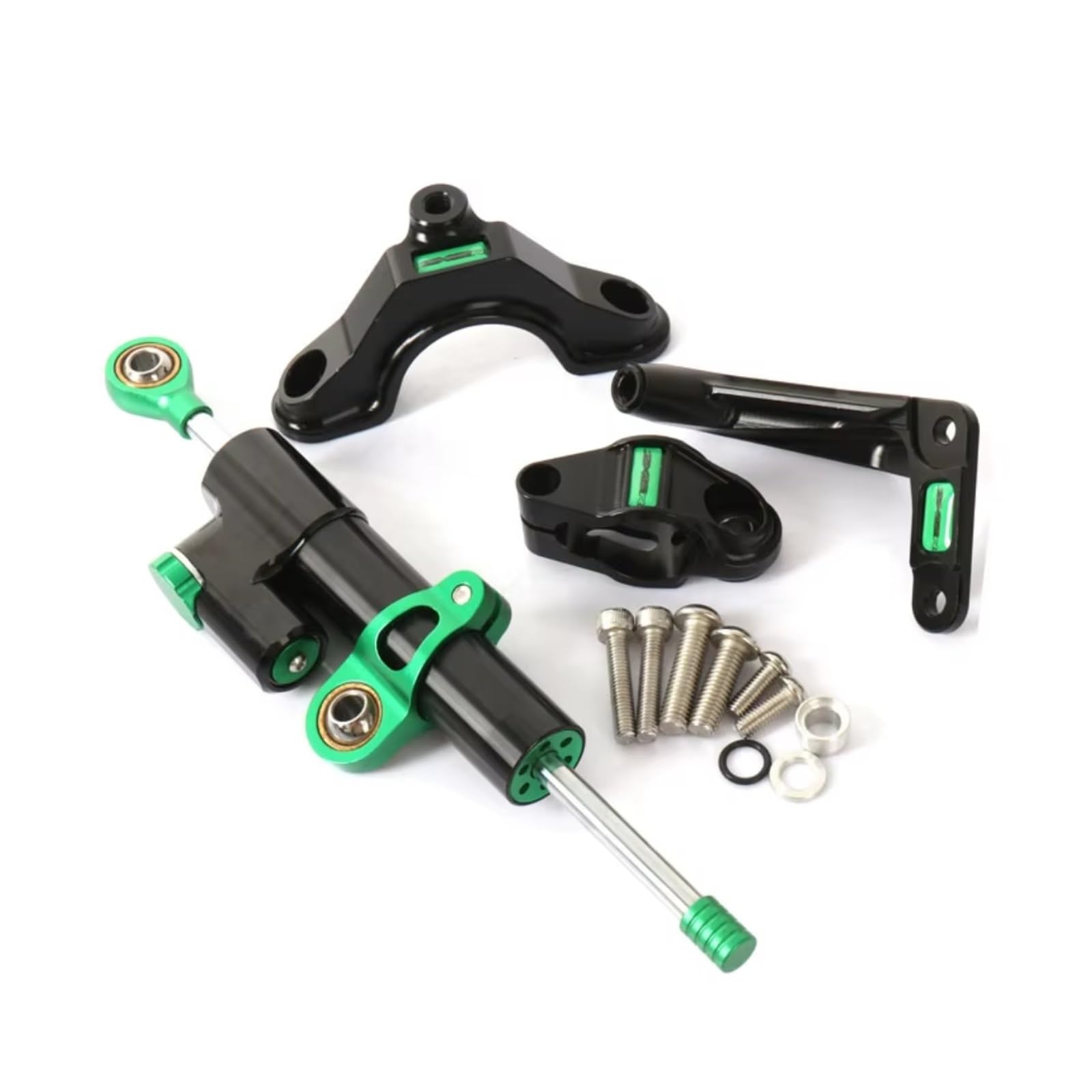 SBBLINWU Motorrad Lenkungsdämpfer Für ZX6R Für ZX6 R 2024 Motorrad Lenkung Stabilisieren Dämpfer Halterung Montieren Zubehör Linear Stoßdämpfer Einstellbar(Green) von SBBLINWU