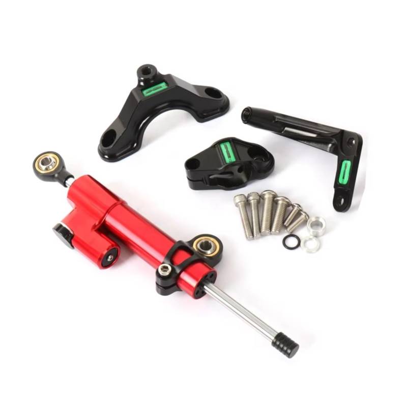 SBBLINWU Motorrad Lenkungsdämpfer Für ZX6R Für ZX6 R 2024 Motorrad Lenkung Stabilisieren Dämpfer Halterung Montieren Zubehör Linear Stoßdämpfer Einstellbar(Red) von SBBLINWU