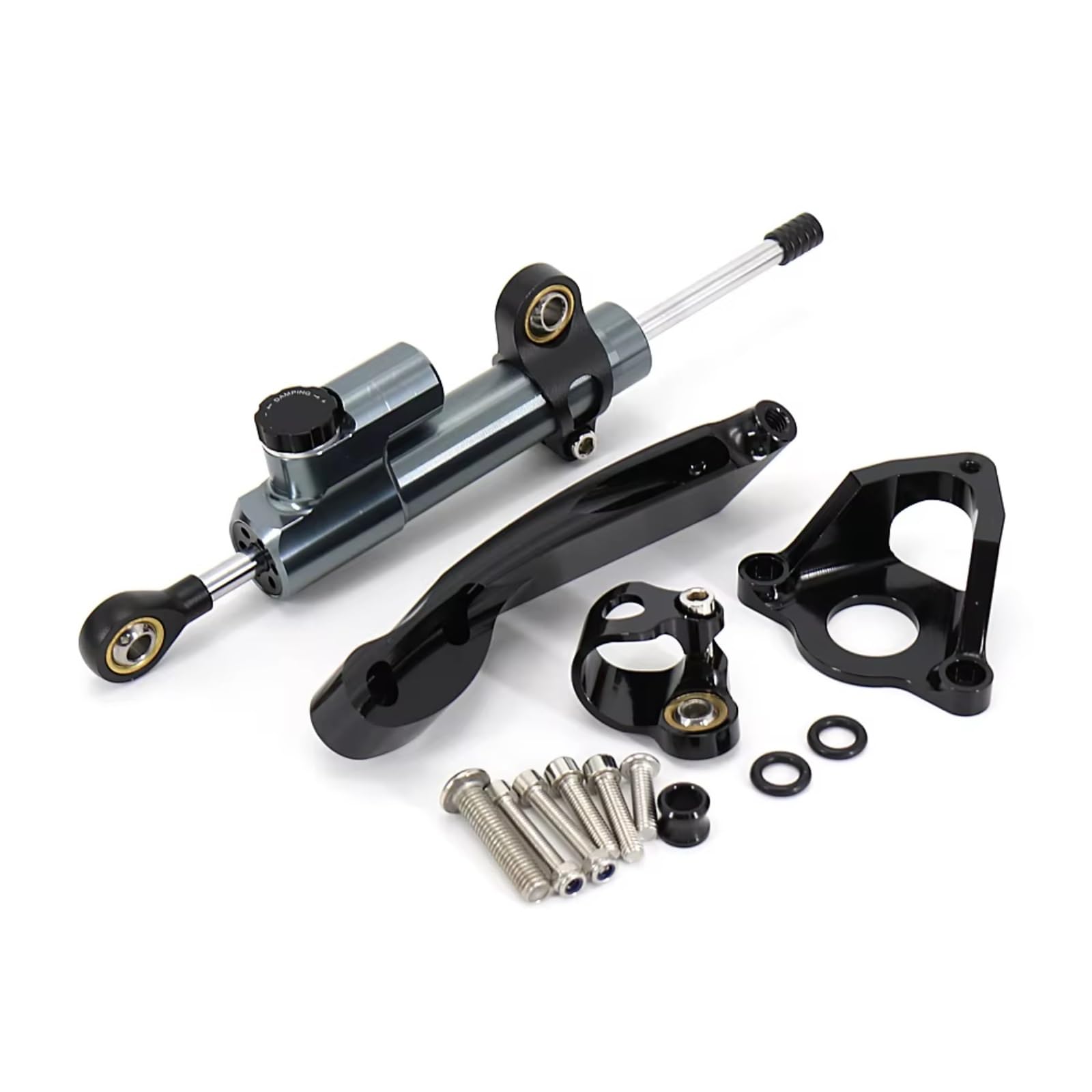 SBBLINWU Motorrad Lenkungsdämpfer Kompatibel Mit CBR600RR Für CBR600 RR 2016-2007 2015 2014 2013 2012 11 Motorradlenkung Stabilisieren Dämpferhalterung CNC Kit(Black-Gray) von SBBLINWU