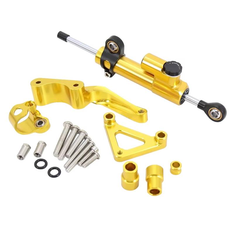 SBBLINWU Motorrad Lenkungsdämpfer Kompatibel Mit Ducati 696 796 795 Universal Motorrad CNC Lenkstabilisator Dämpfer Lenker Montagehalterung(Yellow) von SBBLINWU