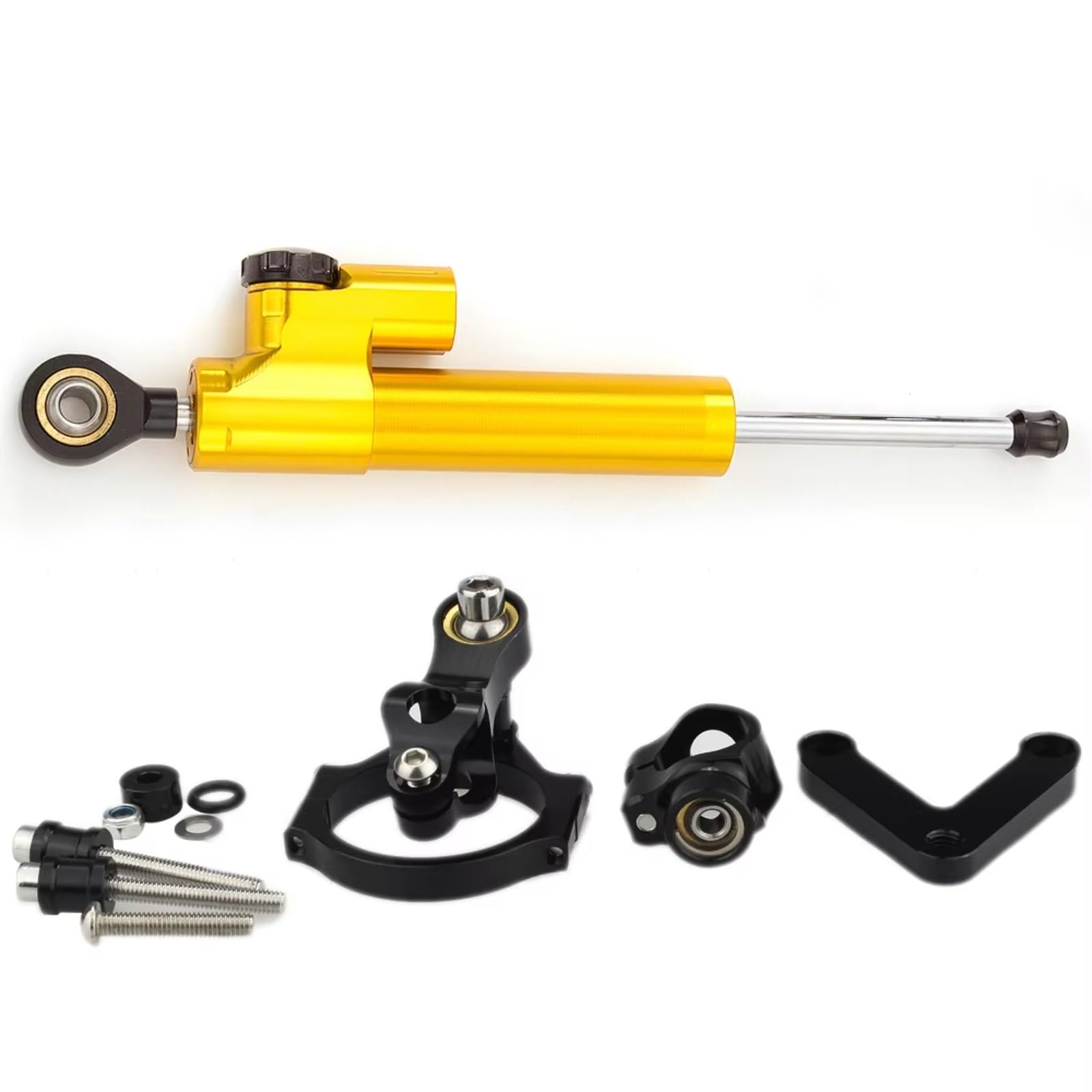 SBBLINWU Motorrad Lenkungsdämpfer Kompatibel Mit Ducati 848 2008–2010 Motorrad Stabilisator Dämpfer Lenkungshalterung Stützsatz CNC Verstellbar(Yellow) von SBBLINWU