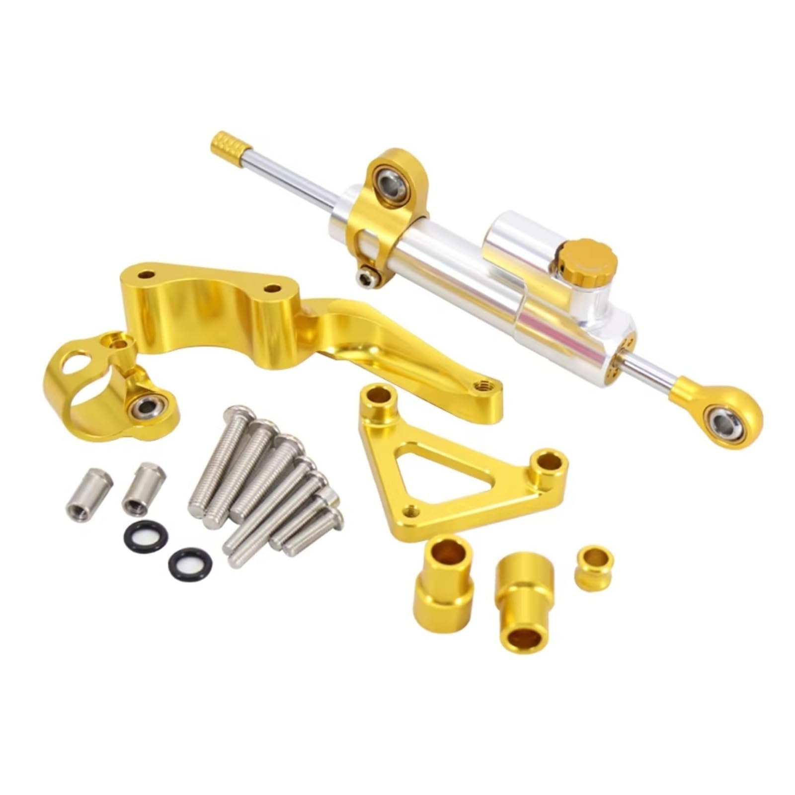 SBBLINWU Motorrad Lenkungsdämpfer Kompatibel Mit Ducati Für Monster 1100 1100S Ab 2008 Universal Motorrad modifizierter Lenkungsdämpfer Stabilisator Montagehalterungssatz(Yellow-Silver) von SBBLINWU