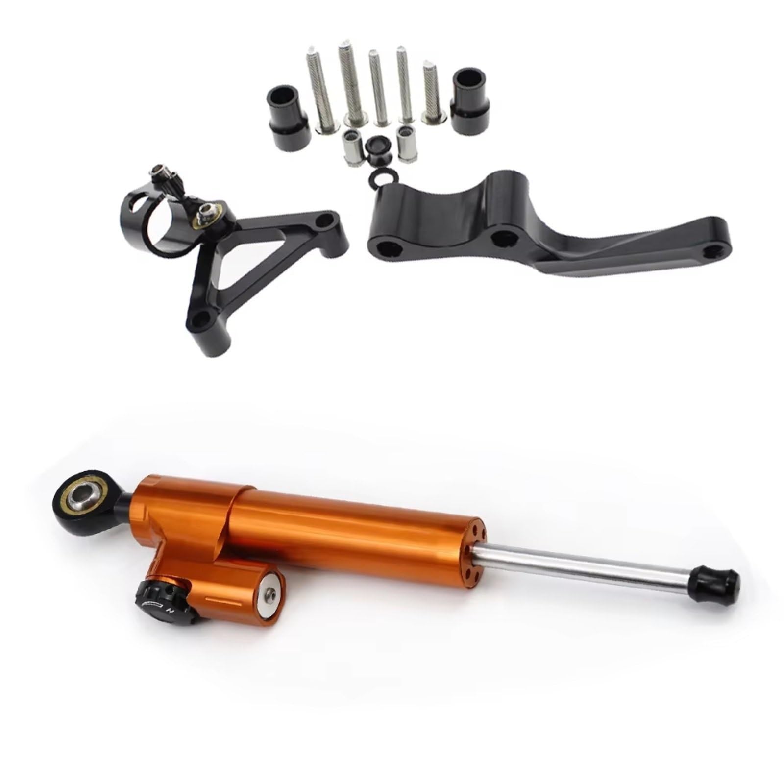 SBBLINWU Motorrad Lenkungsdämpfer Kompatibel Mit Ducati Für Monster 696 Motorrad Montagehalter Lenkungsdämpfer Halterung Stabilisator Stützsatz(Orange) von SBBLINWU