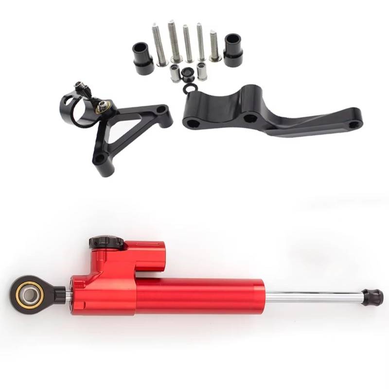 SBBLINWU Motorrad Lenkungsdämpfer Kompatibel Mit Ducati Für Monster 696 Motorrad Montagehalter Lenkungsdämpfer Halterung Stabilisator Stützsatz(Red) von SBBLINWU