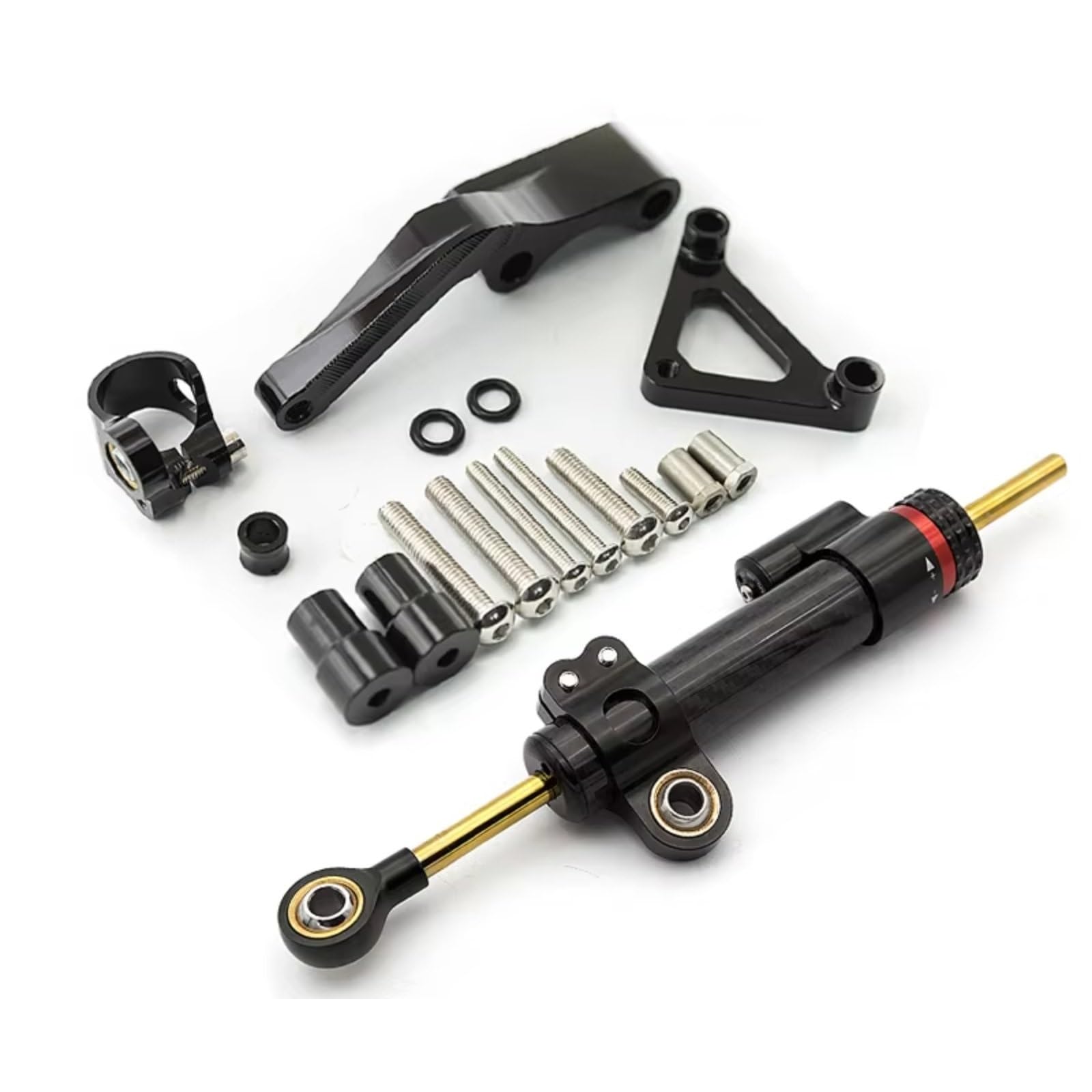 SBBLINWU Motorrad Lenkungsdämpfer Kompatibel Mit Ducati Für Monster 696 Motorradlenkung Verstellbarer Stabilisator Dämpferunterstützung Montage Lenker Set(Black) von SBBLINWU