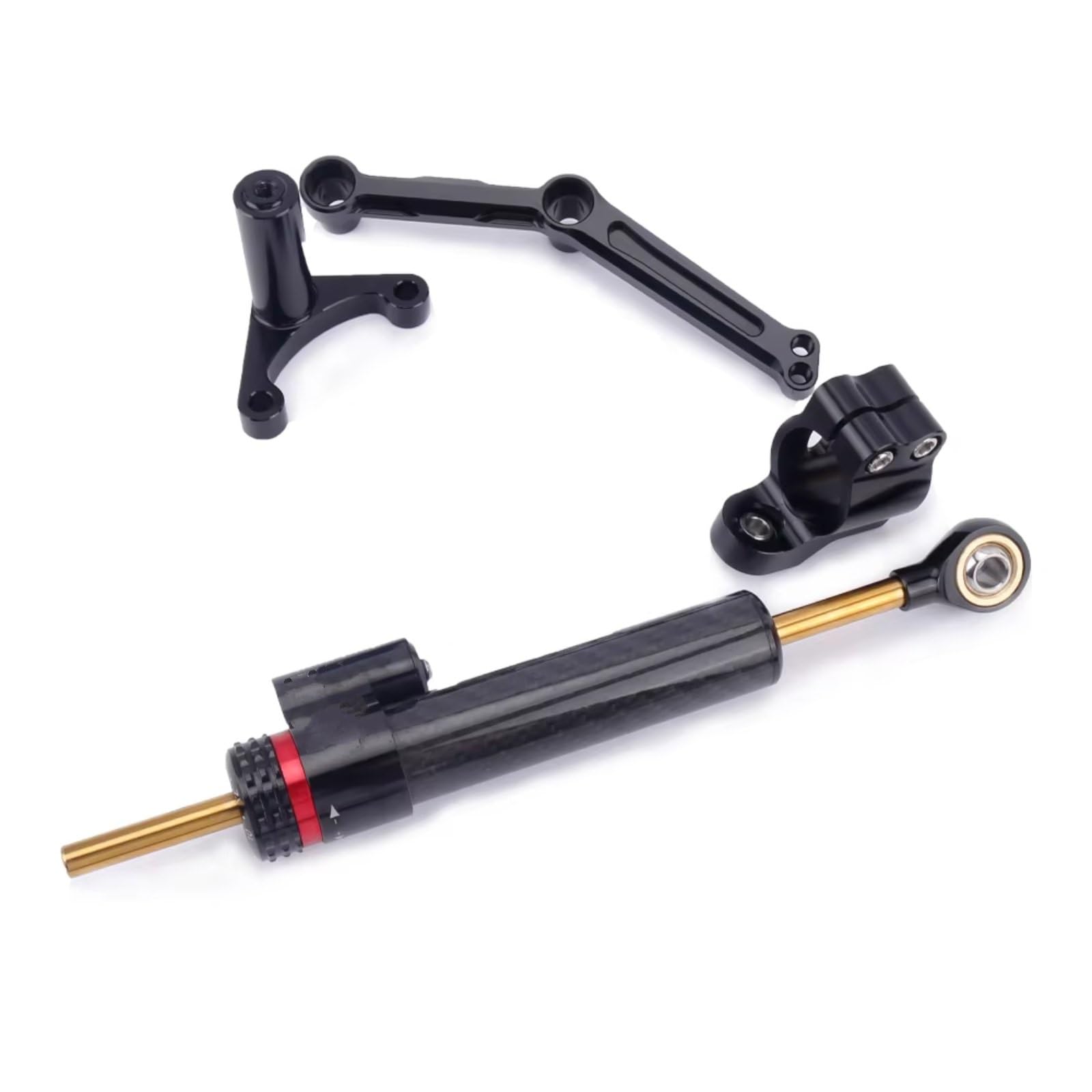 SBBLINWU Motorrad Lenkungsdämpfer Kompatibel Mit Ducati Für Monster 821 2014-2021 Für Monster 797 2017-2020 Motorrad Lenkungsdämpfer Lenkungsdämpfer Stabilisator Halterungssatz(Black) von SBBLINWU