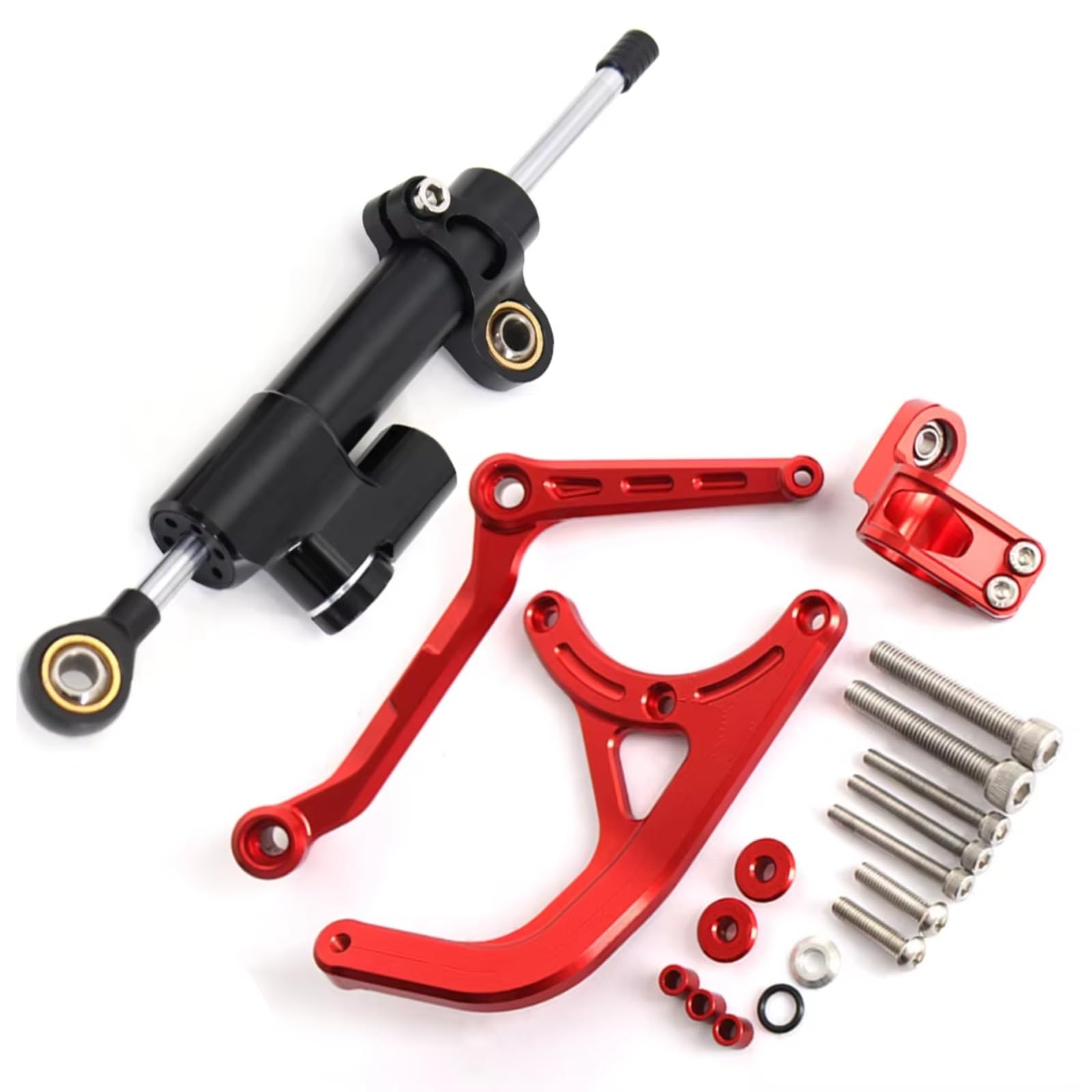 SBBLINWU Motorrad Lenkungsdämpfer Kompatibel Mit Ducati Für Multistrada V4 S Pikes Peak RS 2021–2024 Universal Motorrad Stabilisierender Richtungslenkungsdämpfer Linear(Black-Red) von SBBLINWU