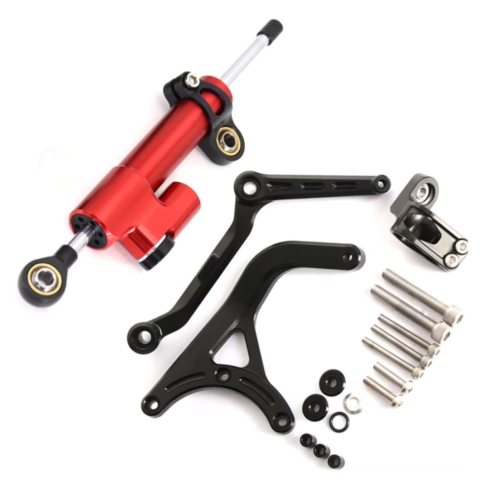 SBBLINWU Motorrad Lenkungsdämpfer Kompatibel Mit Ducati Für Multistrada V4 S Pikes Peak RS 2021–2024 Universal Motorrad Stabilisierender Richtungslenkungsdämpfer Linear(Red-Black) von SBBLINWU