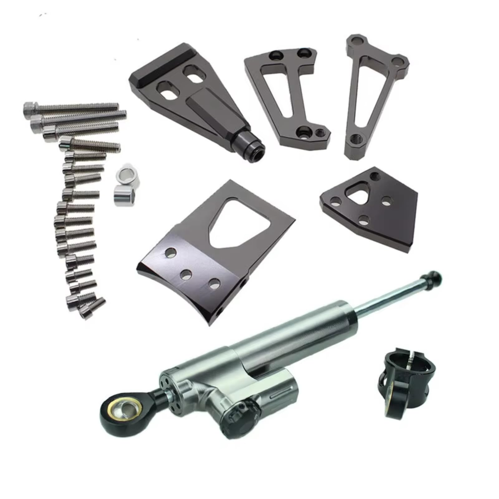 SBBLINWU Motorrad Lenkungsdämpfer Kompatibel Mit Für ER-6N Für ER6F Für Ninja 400 Für 650R 2009-2011 2009 2010 2011 Motorräder Lenkungsstabilisierungsdämpfer Montagehalterungssatz(Gray) von SBBLINWU