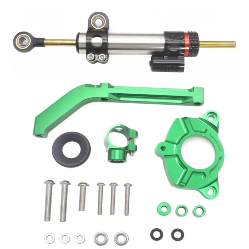 SBBLINWU Motorrad Lenkungsdämpfer Kompatibel Mit Für Z1000 2014–2015–2016–2017 Motorrad Verstellbare Lenkung Stabilisieren Dämpfer Halterung Halterung Dämpfer Kit(Green) von SBBLINWU