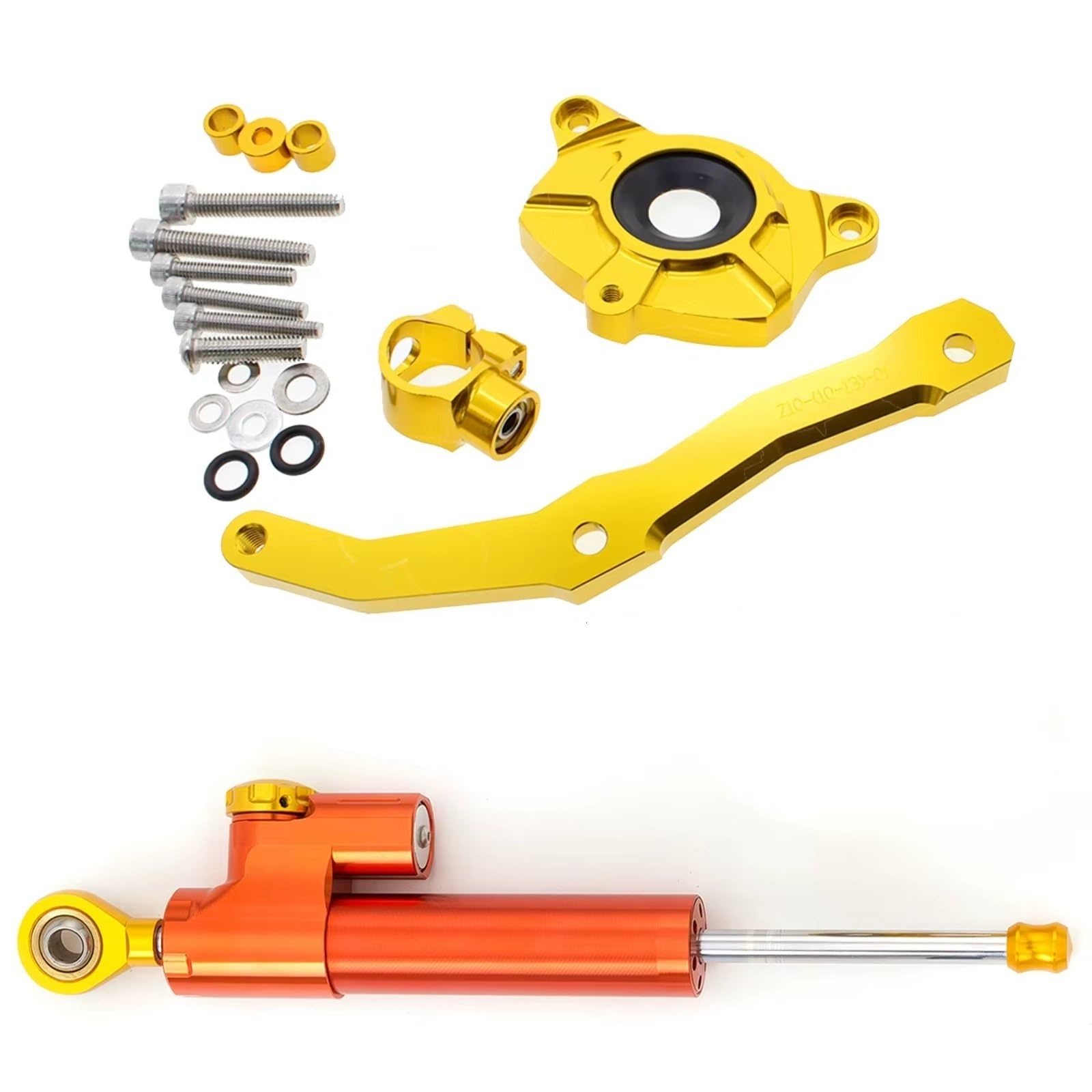 SBBLINWU Motorrad Lenkungsdämpfer Kompatibel Mit Für Z1000 Für Z-1000 2010–2013 Motorrad Lenkungsdämpfer Stabilisieren Den Dämpferhalterungs Montage Unterstützungssatz(Yellow-Orange) von SBBLINWU