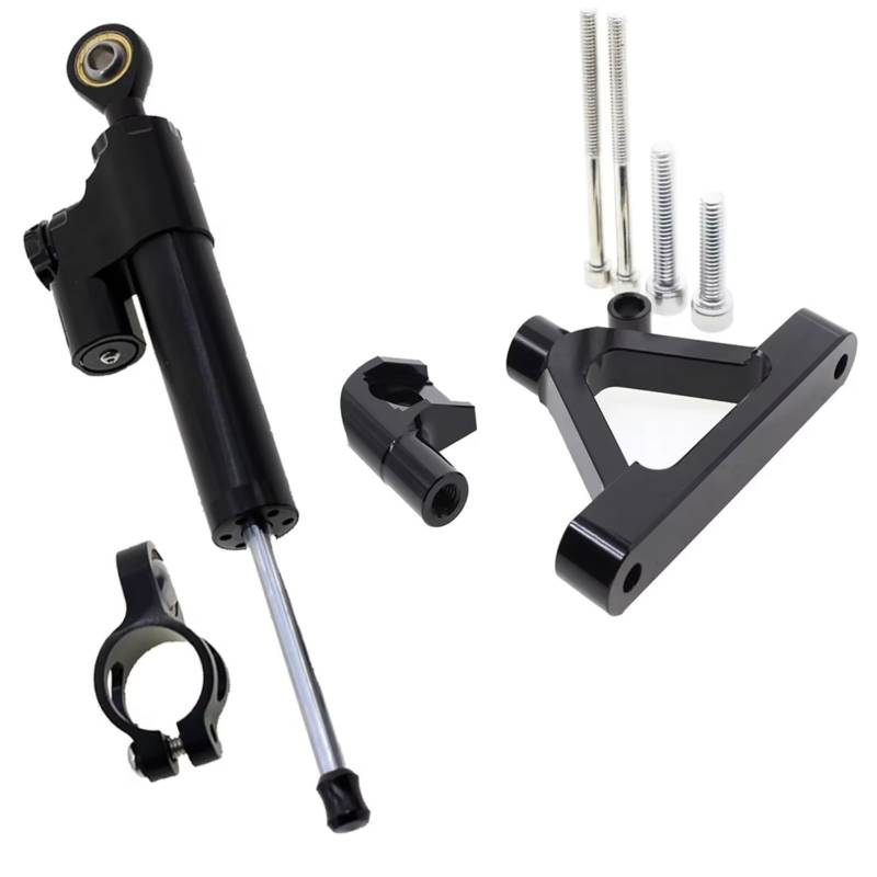 SBBLINWU Motorrad Lenkungsdämpfer Kompatibel Mit Für ZX6R 2007–2008 Motorrad Stabilisator Dämpfer Lenkung, Halterung Halter Stützsatz(Black) von SBBLINWU