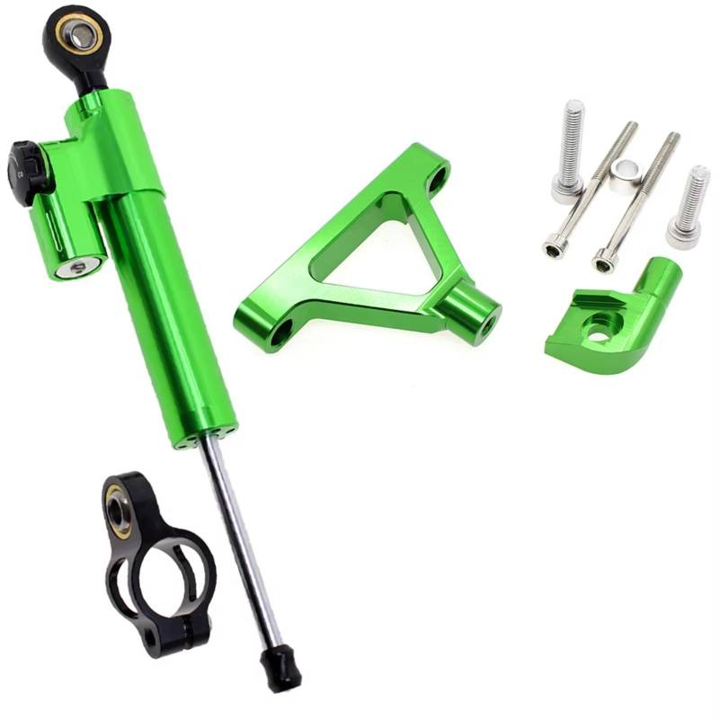 SBBLINWU Motorrad Lenkungsdämpfer Kompatibel Mit Für ZX6R 2007–2008 Motorrad Stabilisator Dämpfer Lenkung, Halterung Halter Stützsatz(Green) von SBBLINWU