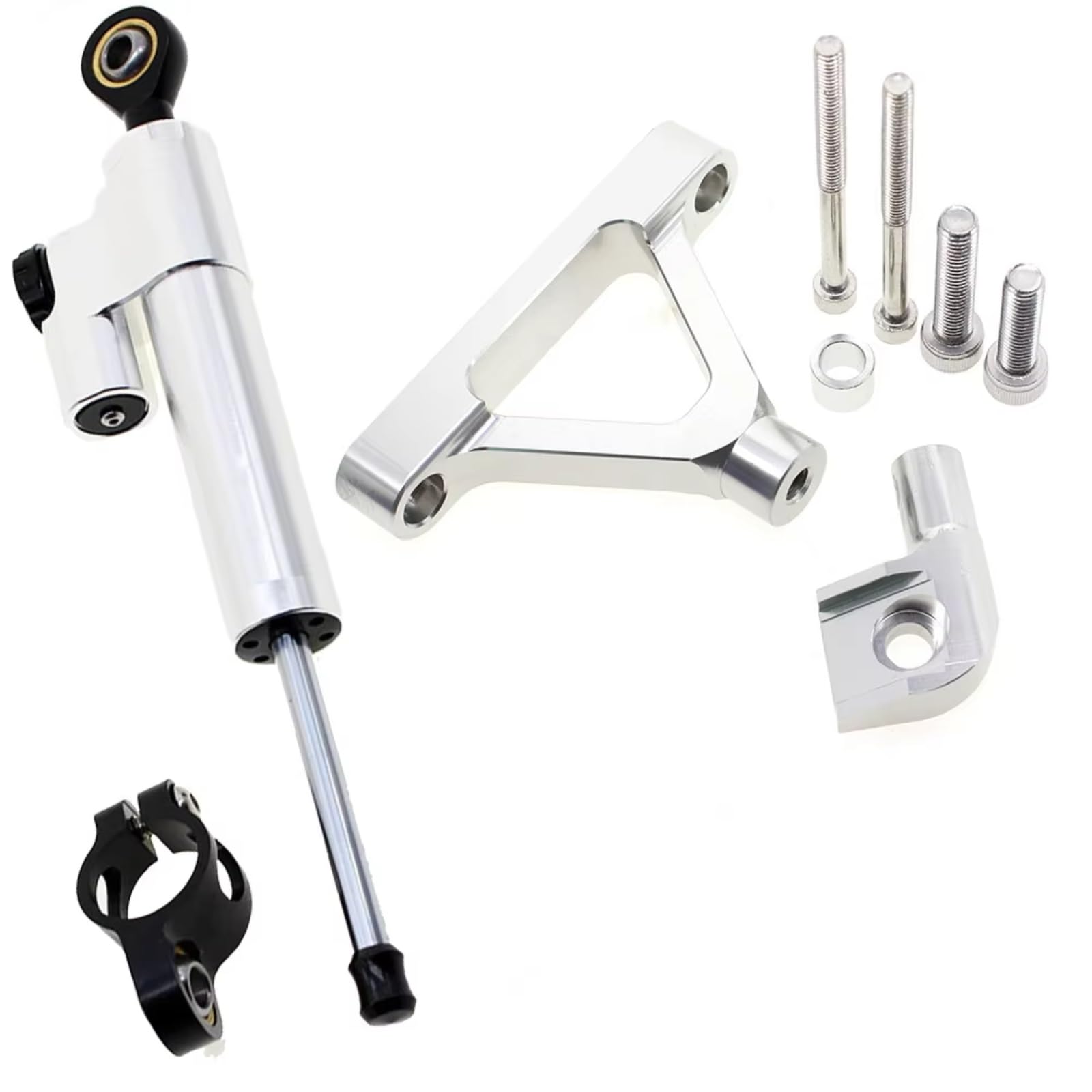 SBBLINWU Motorrad Lenkungsdämpfer Kompatibel Mit Für ZX6R 2007–2008 Motorrad Stabilisator Dämpfer Lenkung, Halterung Halter Stützsatz(Silver) von SBBLINWU