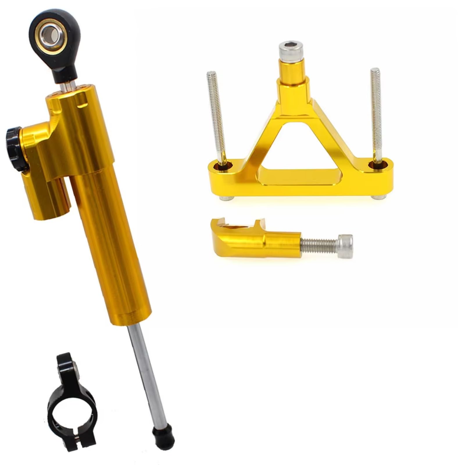 SBBLINWU Motorrad Lenkungsdämpfer Kompatibel Mit Für ZX6R 2007–2008 Motorrad Stabilisator Dämpfer Lenkung, Halterung Halter Stützsatz(Yellow) von SBBLINWU