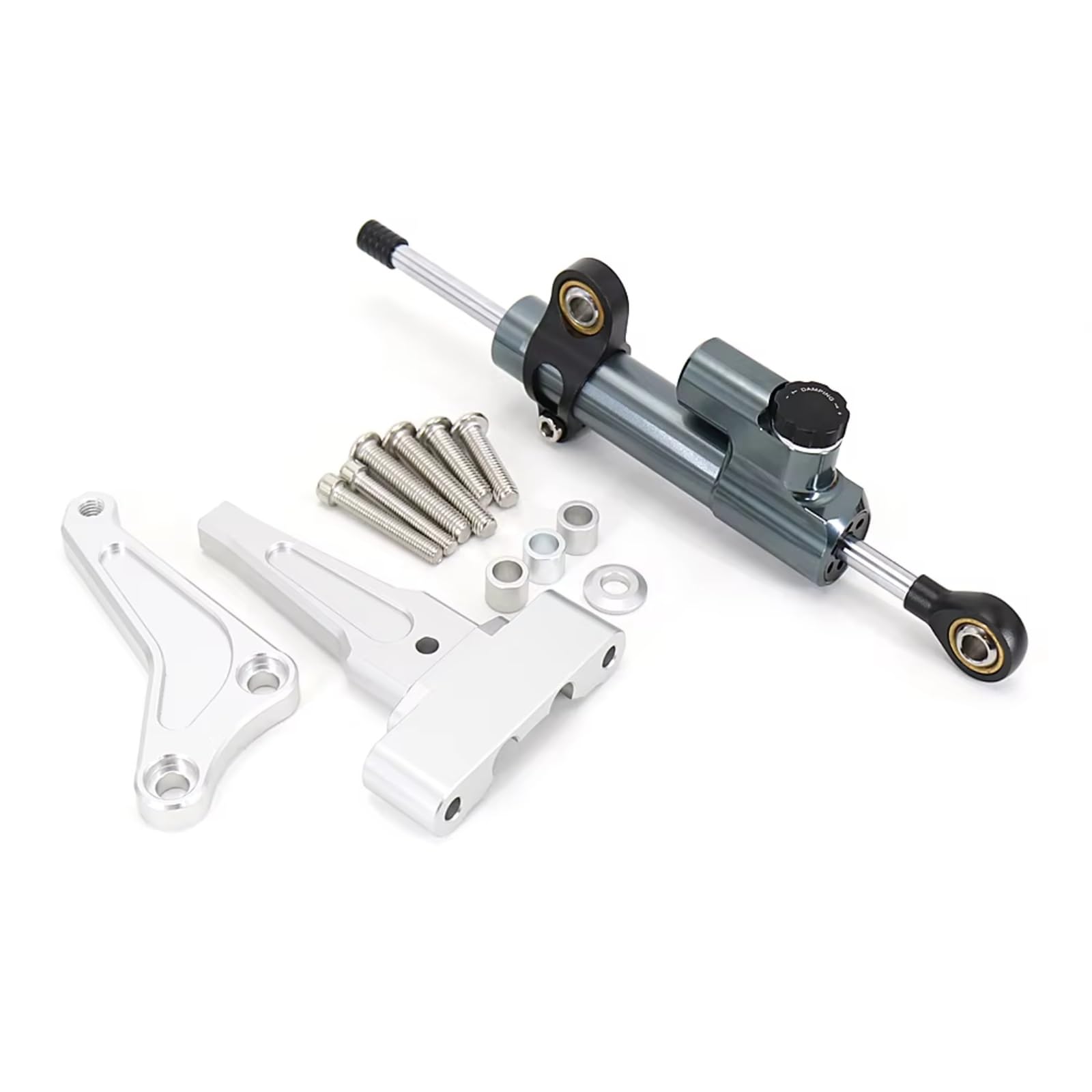 SBBLINWU Motorrad Lenkungsdämpfer Kompatibel Mit Street Für Triple Für 1200RS Für 1200 RS Für 1200-RS Motorrad Lenkung Stabilisieren Dämpfer Halterung Mount Kit Universal(Silver-Gray) von SBBLINWU