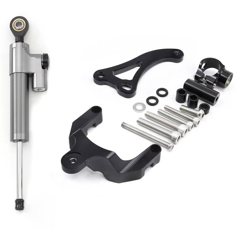 SBBLINWU Motorrad Lenkungsdämpfer Kompatibel Mit Suzuki Für GSR600 2006–2010 Motorrad Lenkungsdämpfer Stabilisator Halterung CNC Aluminium Montage Unterstützungs Set(Gray) von SBBLINWU