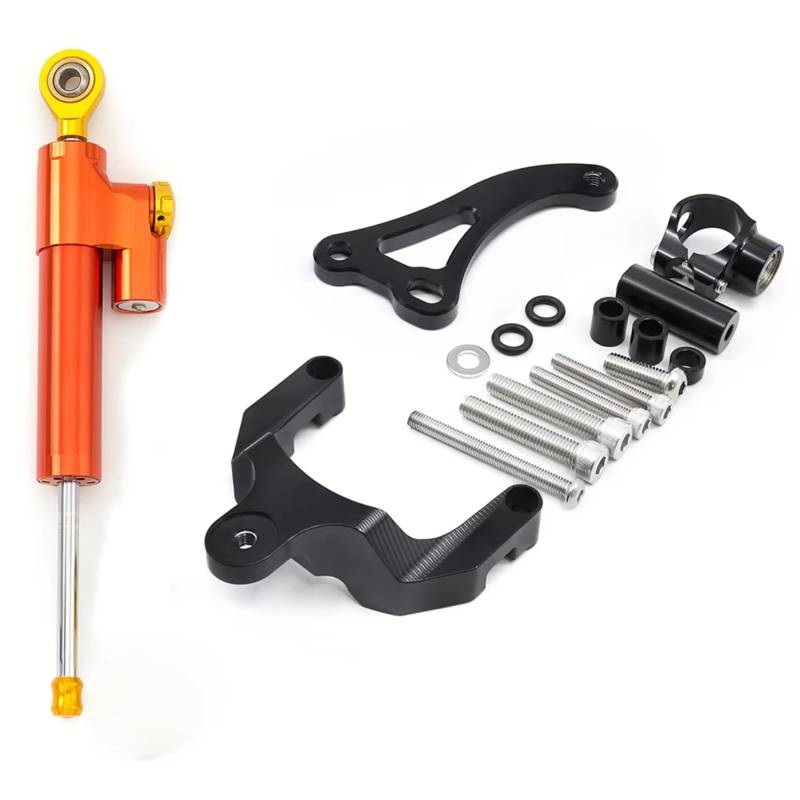 SBBLINWU Motorrad Lenkungsdämpfer Kompatibel Mit Suzuki Für GSR600 2006–2010 Motorrad Lenkungsdämpfer Stabilisator Halterung CNC Aluminium Montage Unterstützungs Set(Orange) von SBBLINWU