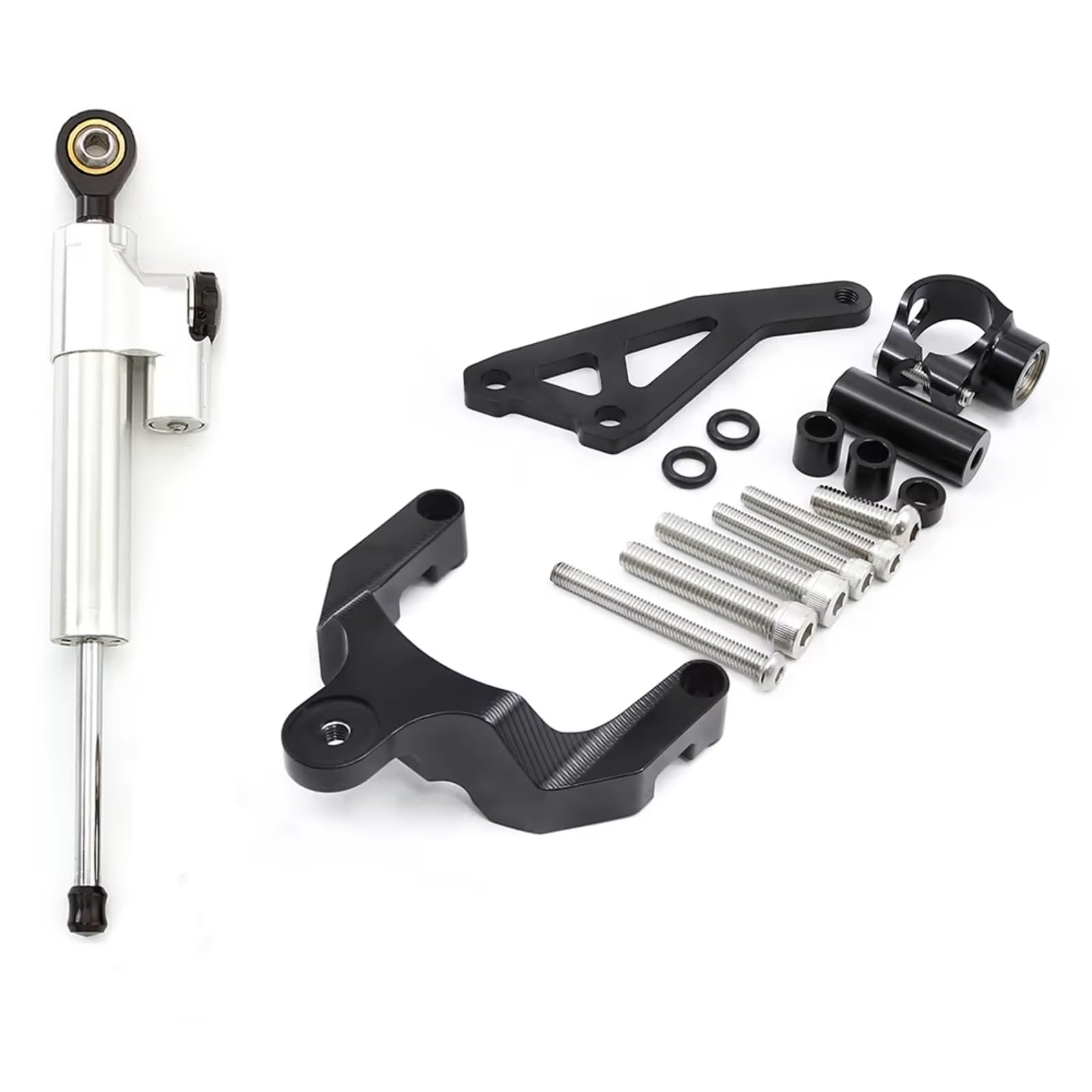 SBBLINWU Motorrad Lenkungsdämpfer Kompatibel Mit Suzuki Für GSR750 Für GSR 750 2011 2012 2013 2014 2015 Motorräder Lenkungsdämpfer Stoßdämpfer Stabilisator Montagehalterungssatz(Silver) von SBBLINWU